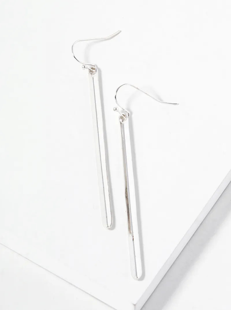 3-Sided Polished Metal Bar Drop Dangle Earrings