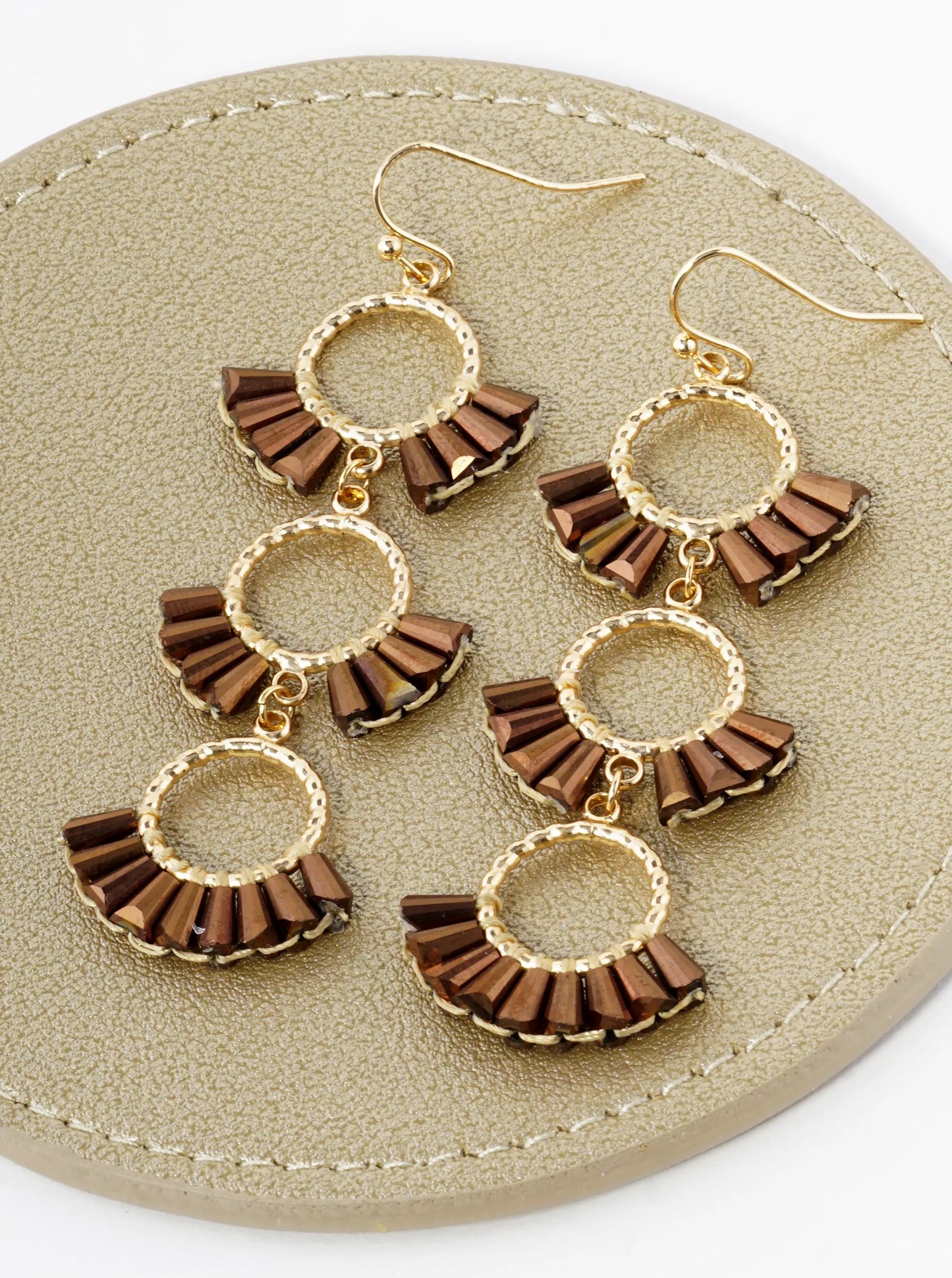 3 Tier Glass Beads Fan Shaped Cascading Drop Earrings