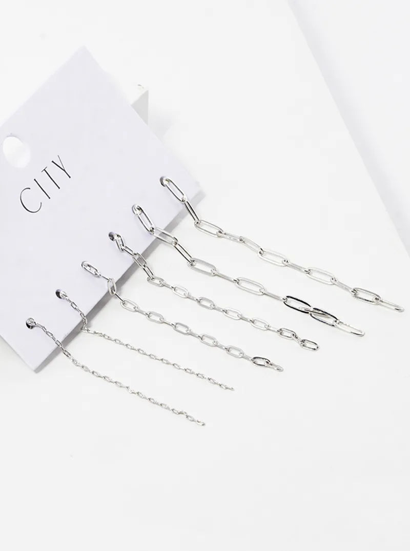 3-pair Set Multi Chain Drop Earrings