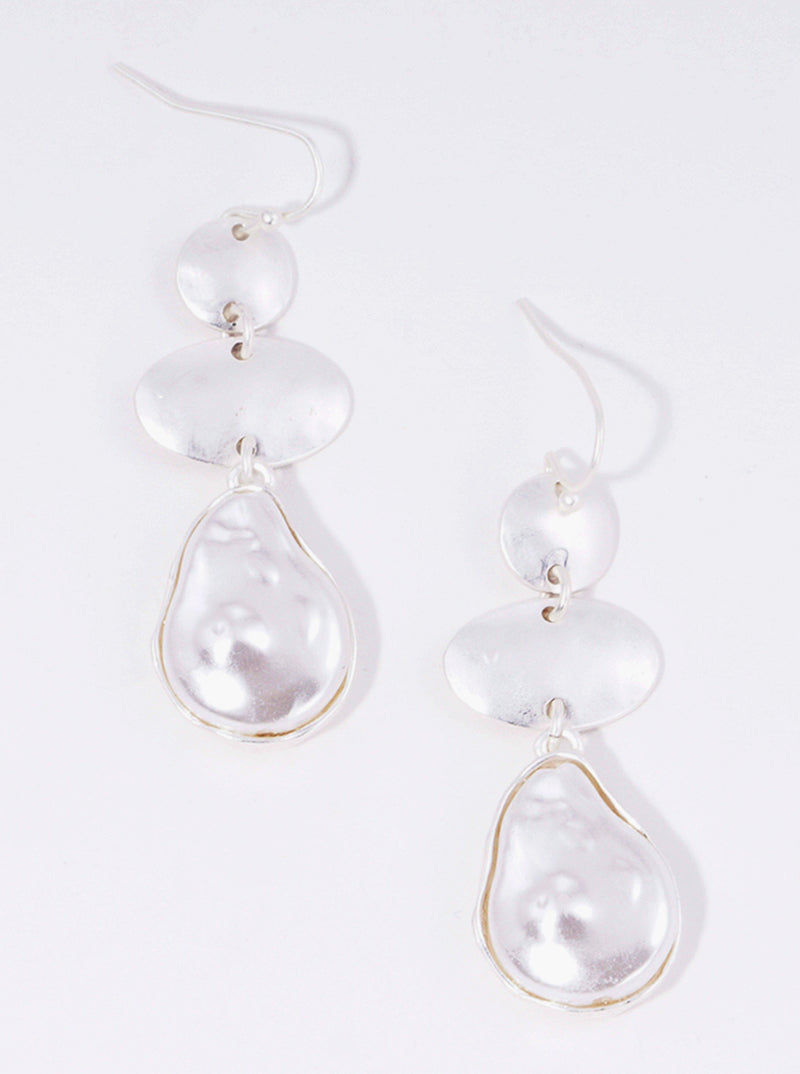 3-tier Round Oval And Pearl Drop Dangle Earrings