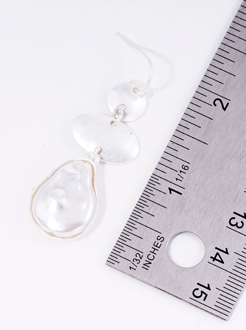 3-tier Round Oval And Pearl Drop Dangle Earrings