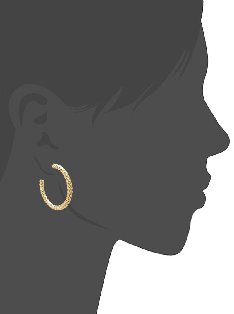 30MM METAL TEXTURED HOOP EARRINGS
