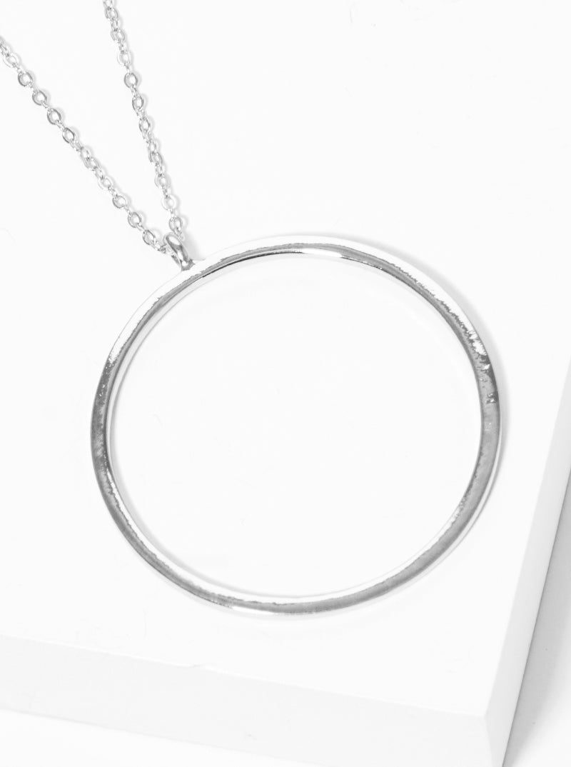 30inch Long Classic Cut Out Round Pendant Long Necklace