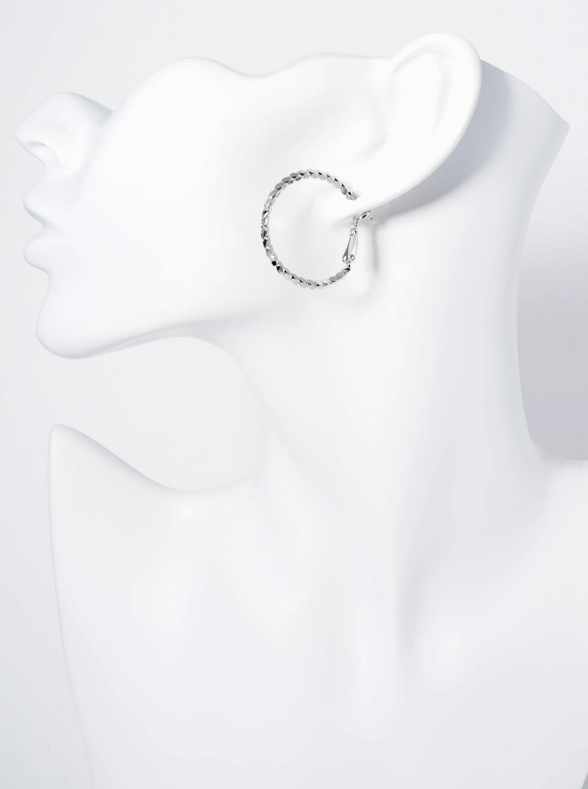 30mm 14K-Gold-Dipped 4-Sided Sparkling Textured Brass Latch-Back Hoop Earrings
