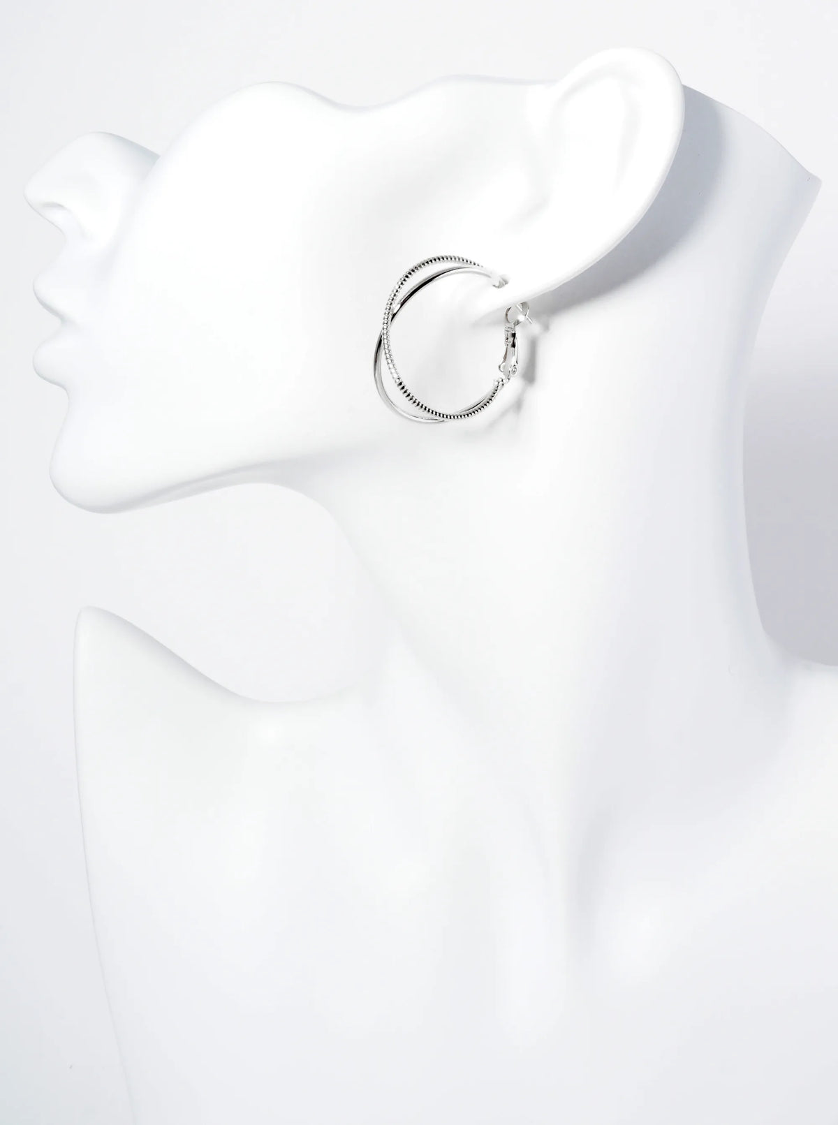30mm 14K-Gold-Dipped Latch Back Hoop Earrings Two Wires Intertwined In An X Shape