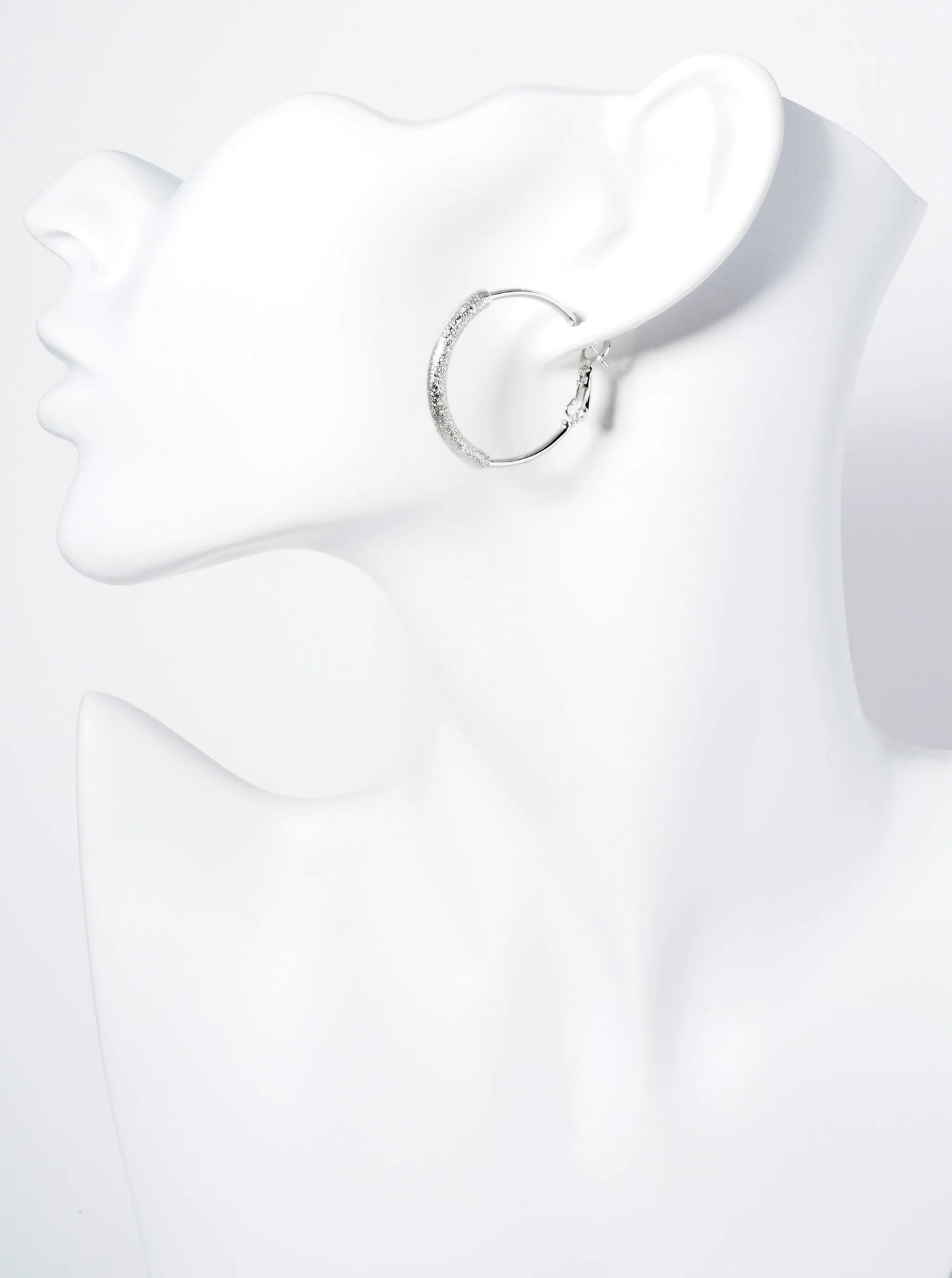 30mm 14K-Gold-Dipped Latch-Back Hoop Earrings With Center Textured Accent