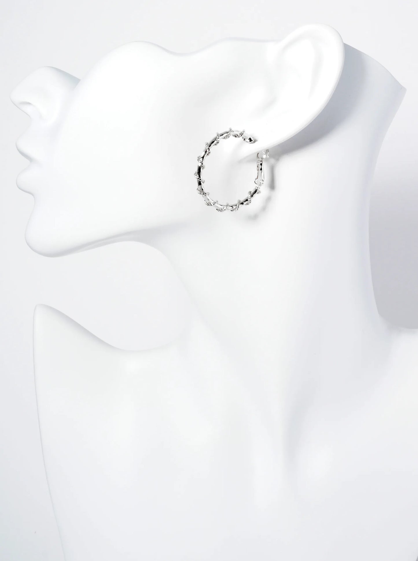 30mm 14K-Gold-Dipped Latch Back Hoop Earrings With Twisted Vine Design