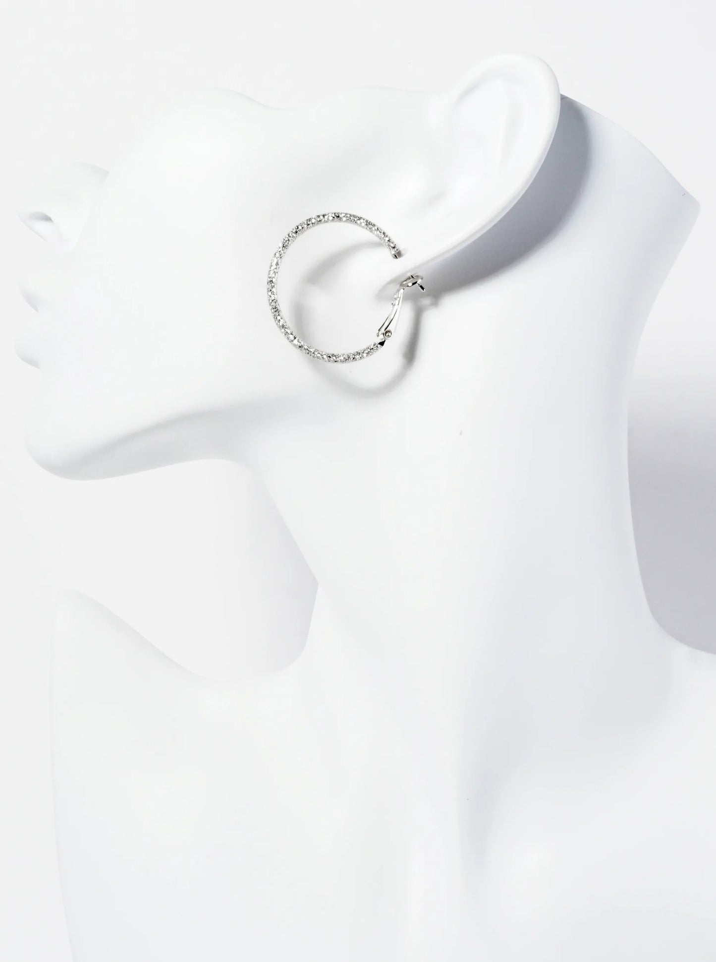 30mm 14K-Gold-Dipped Sand-Texture Latch-Back Hoop Earrings
