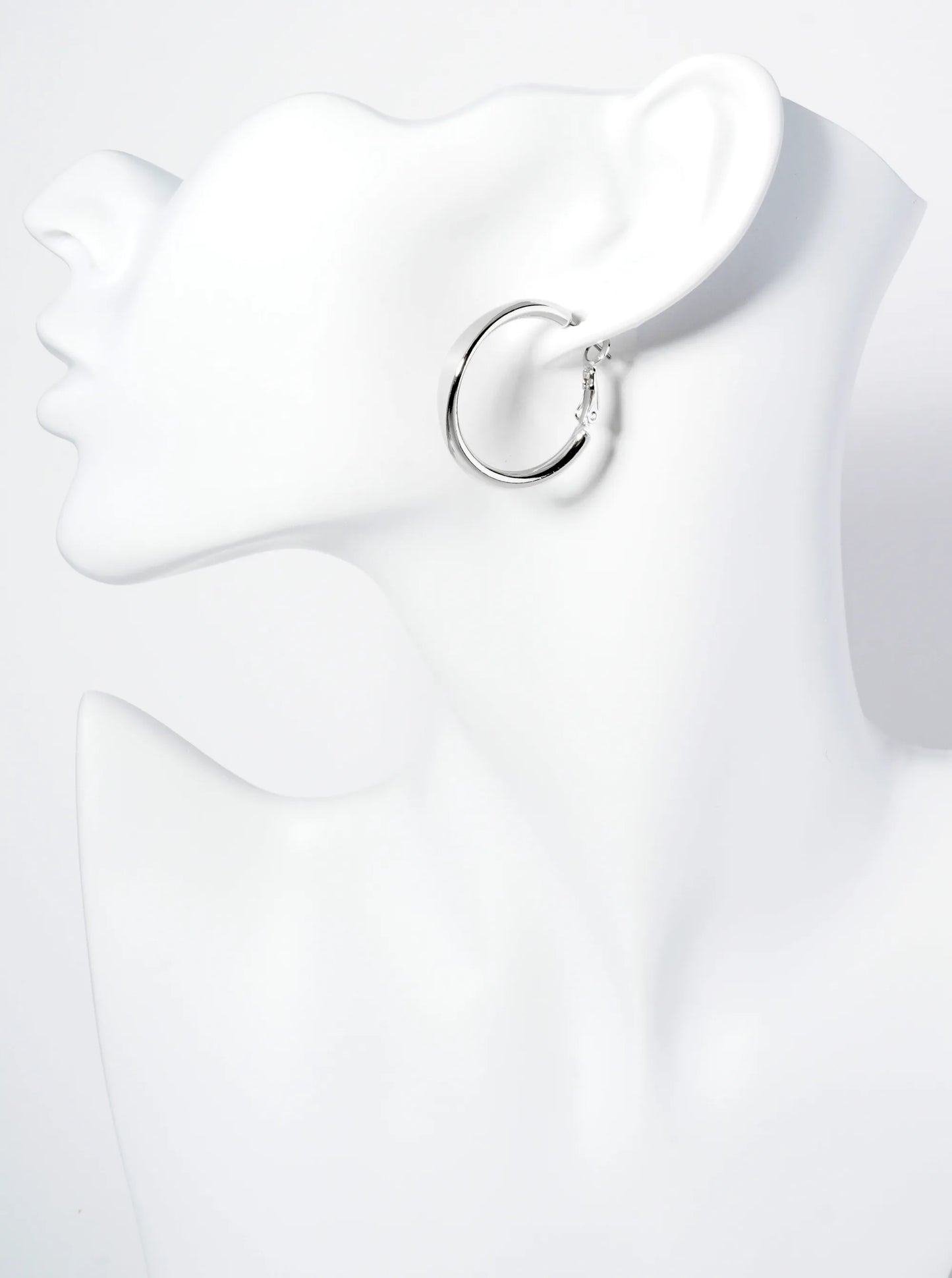 30mm 14K-Gold-Dipped Solid Latch-Back Hoop Earrings With Center Indented Accent
