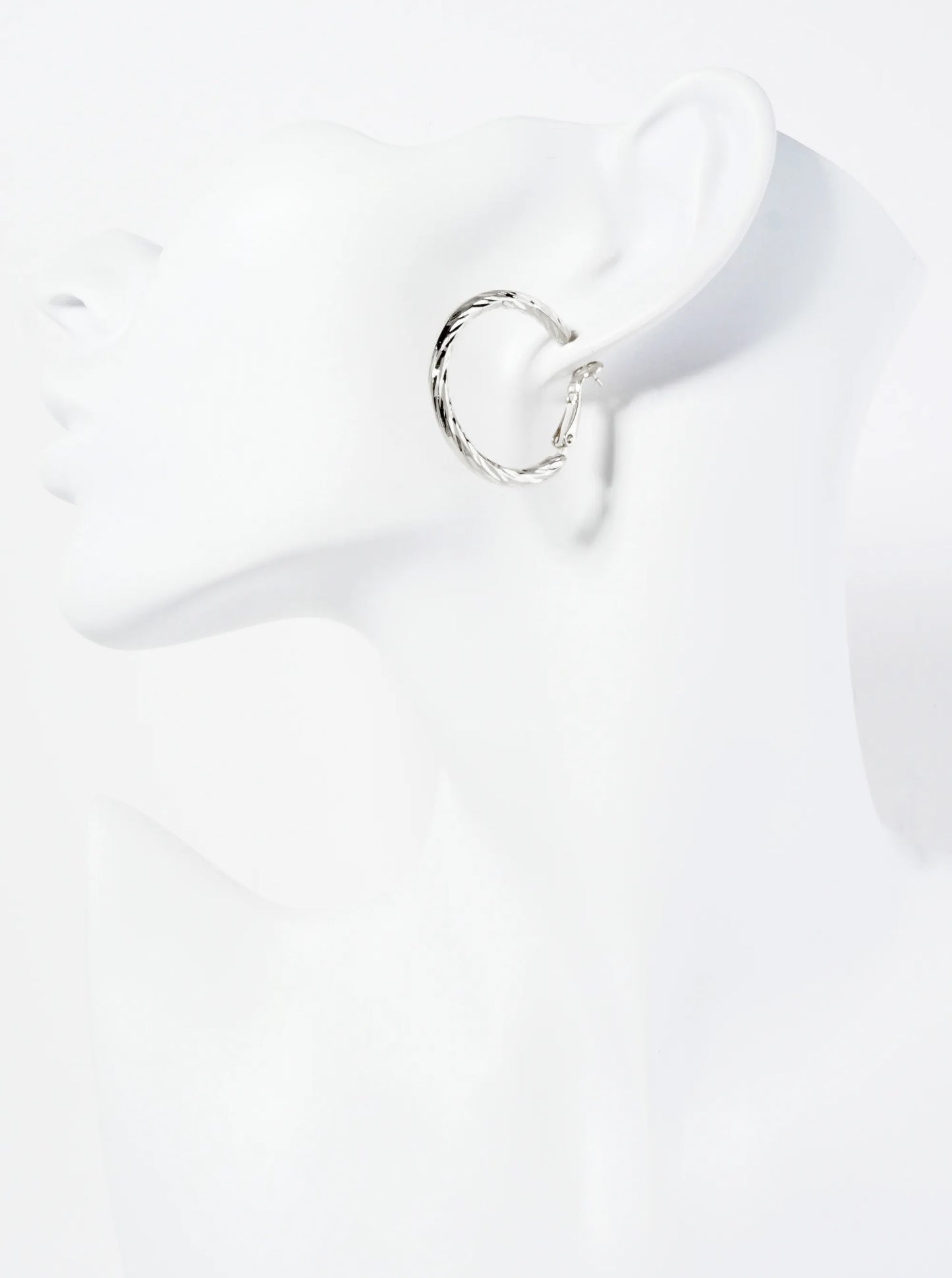 30mm 14K-Gold-Dipped Textured Brass Latch-Back Hoop Earrings With 3mm Thickness