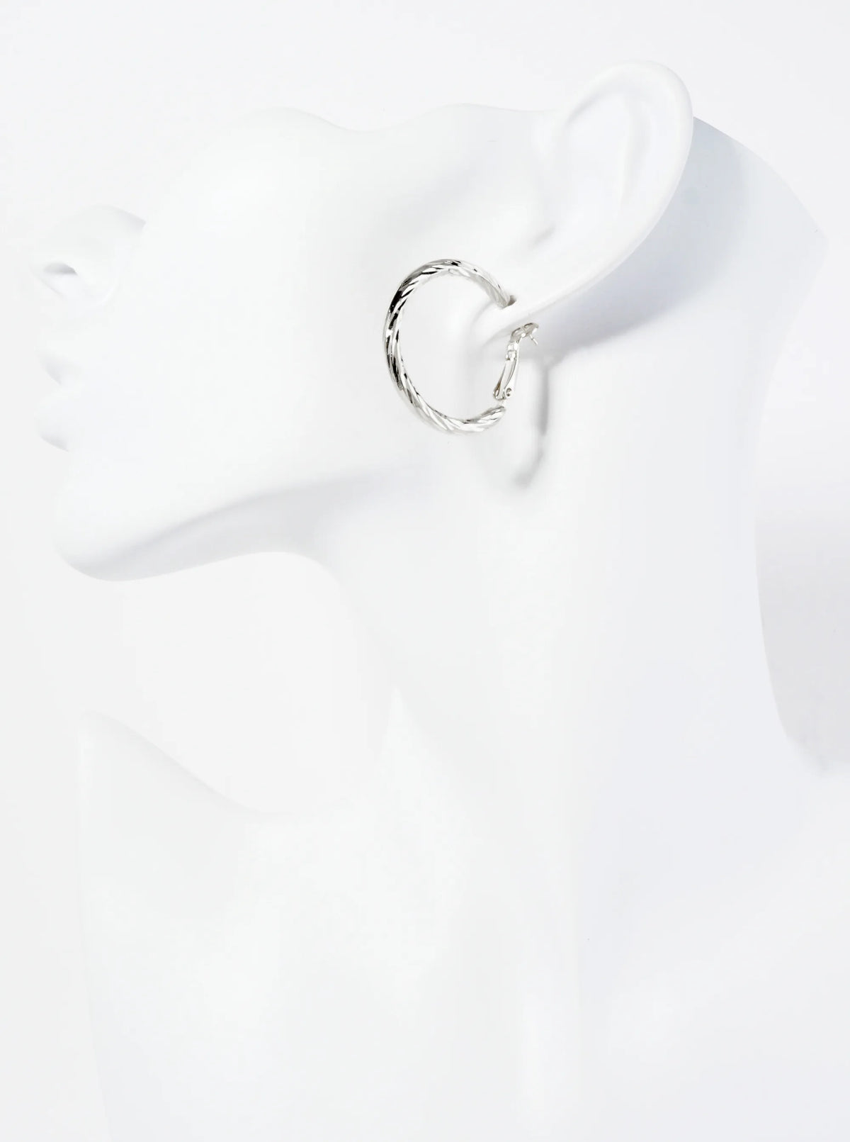 30mm 14K-Gold-Dipped Textured Brass Latch-Back Hoop Earrings With 3mm Thickness