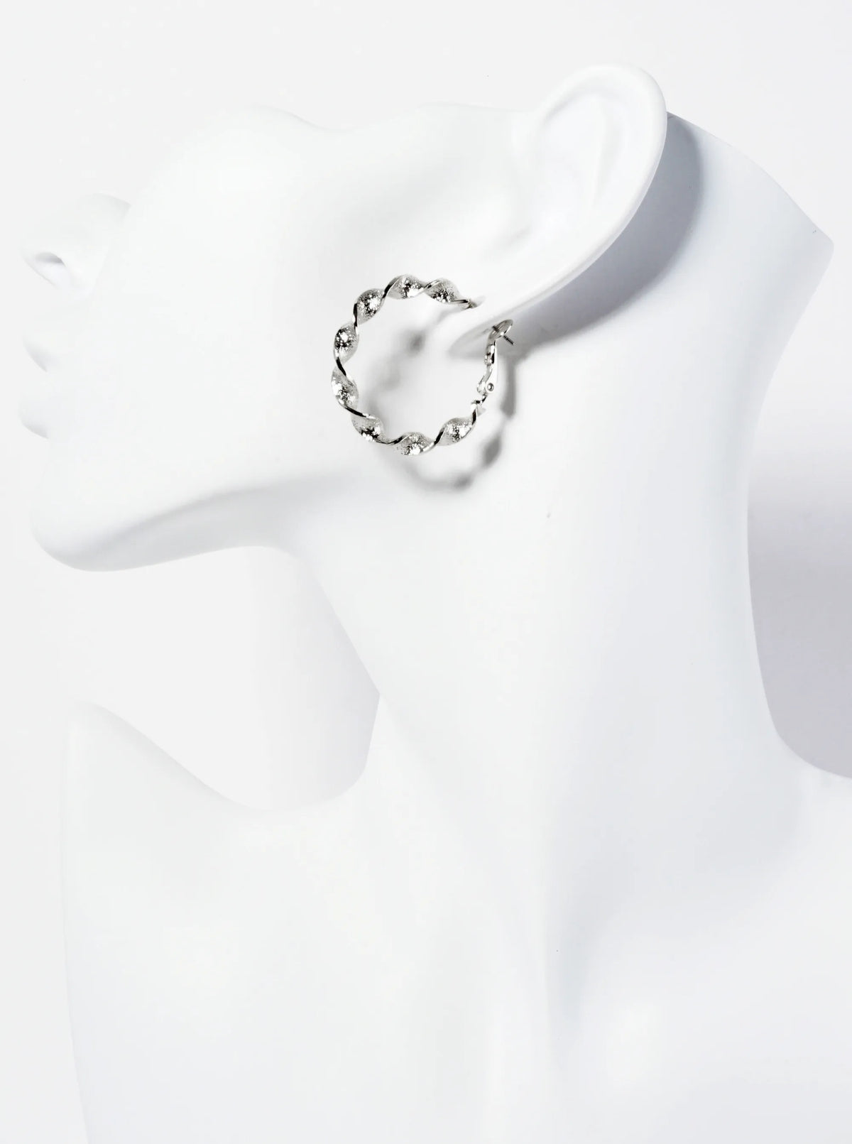 30mm 14K-Gold-Dipped Textured Twist Latch-Back Hoop Earrings