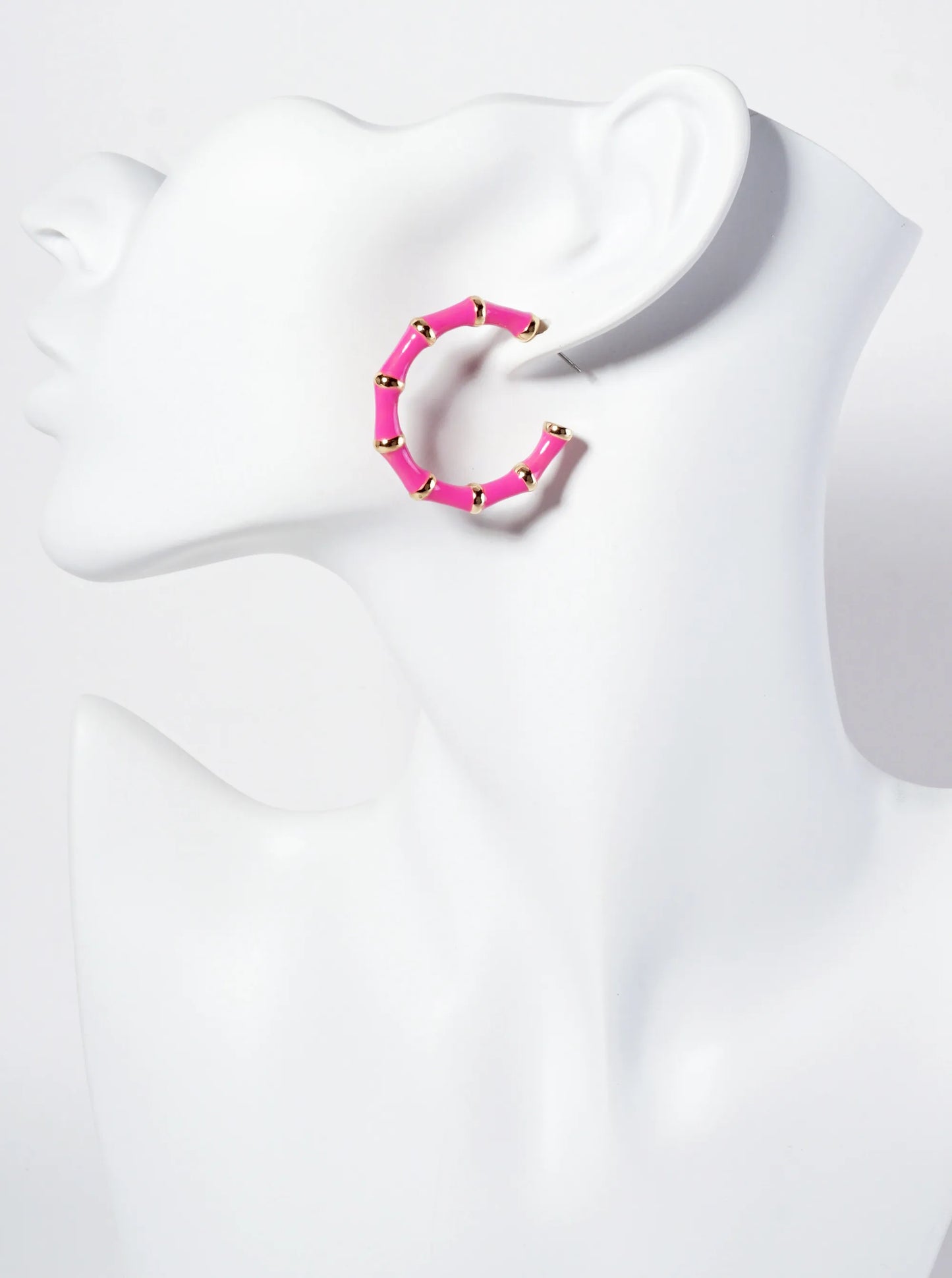 30mm Bamboo Design Enamel Open Hoop Earrings