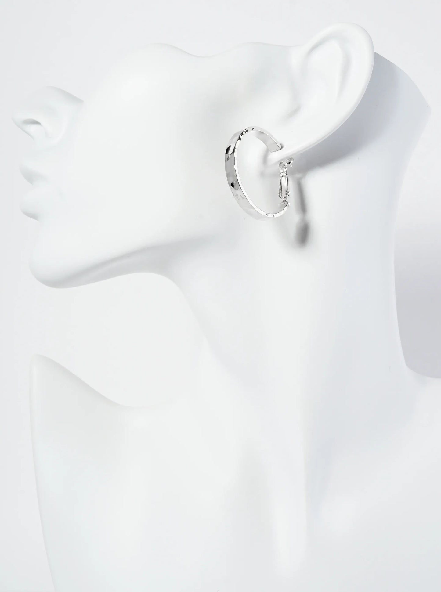 30mm Hammered-Texture 14K-Gold-Dipped Latch Back Chunky Hoop Earrings