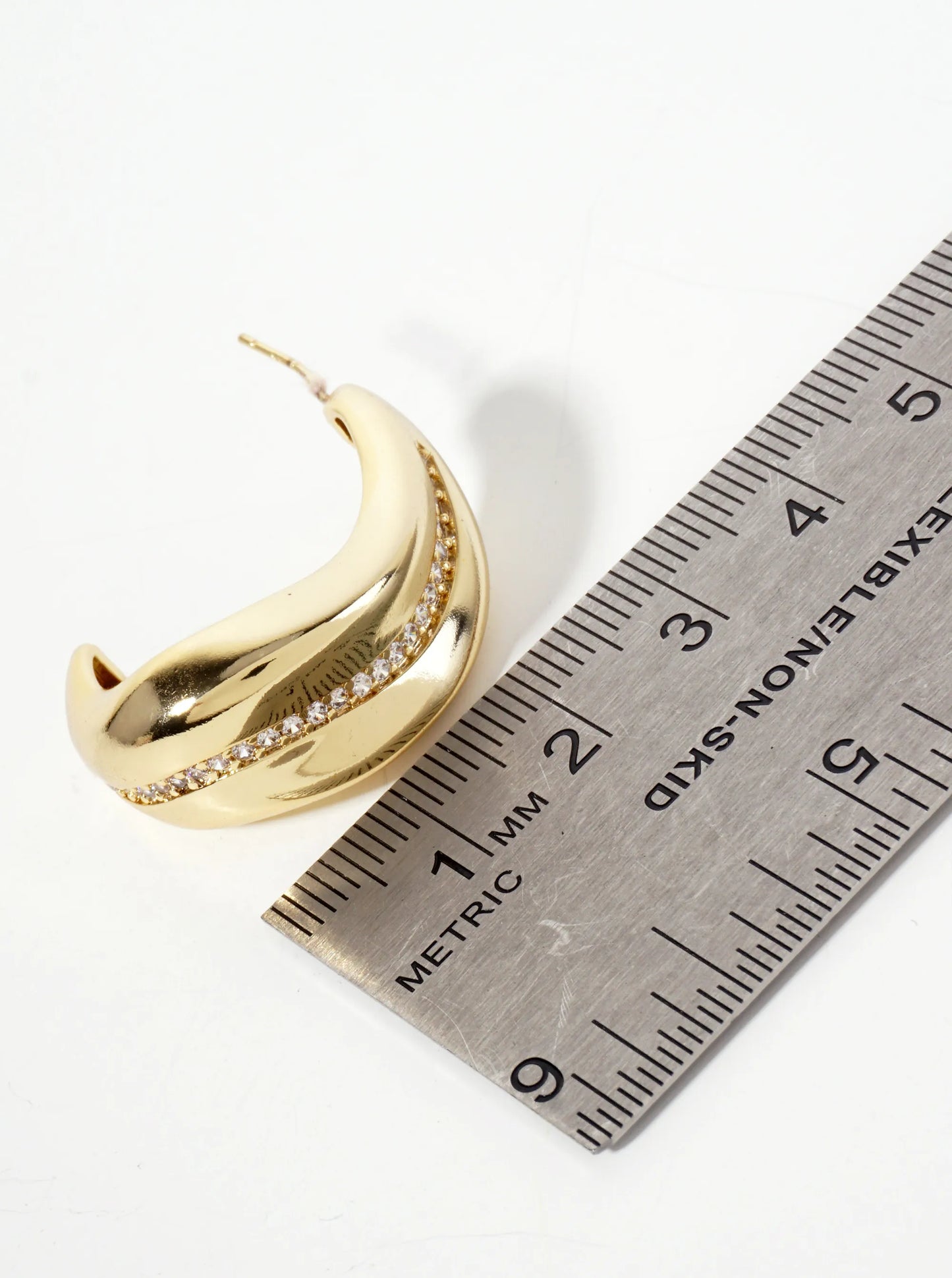 30mm Organic Hoop Earrings With A Single-Row Of CZ-Set Along The Curve