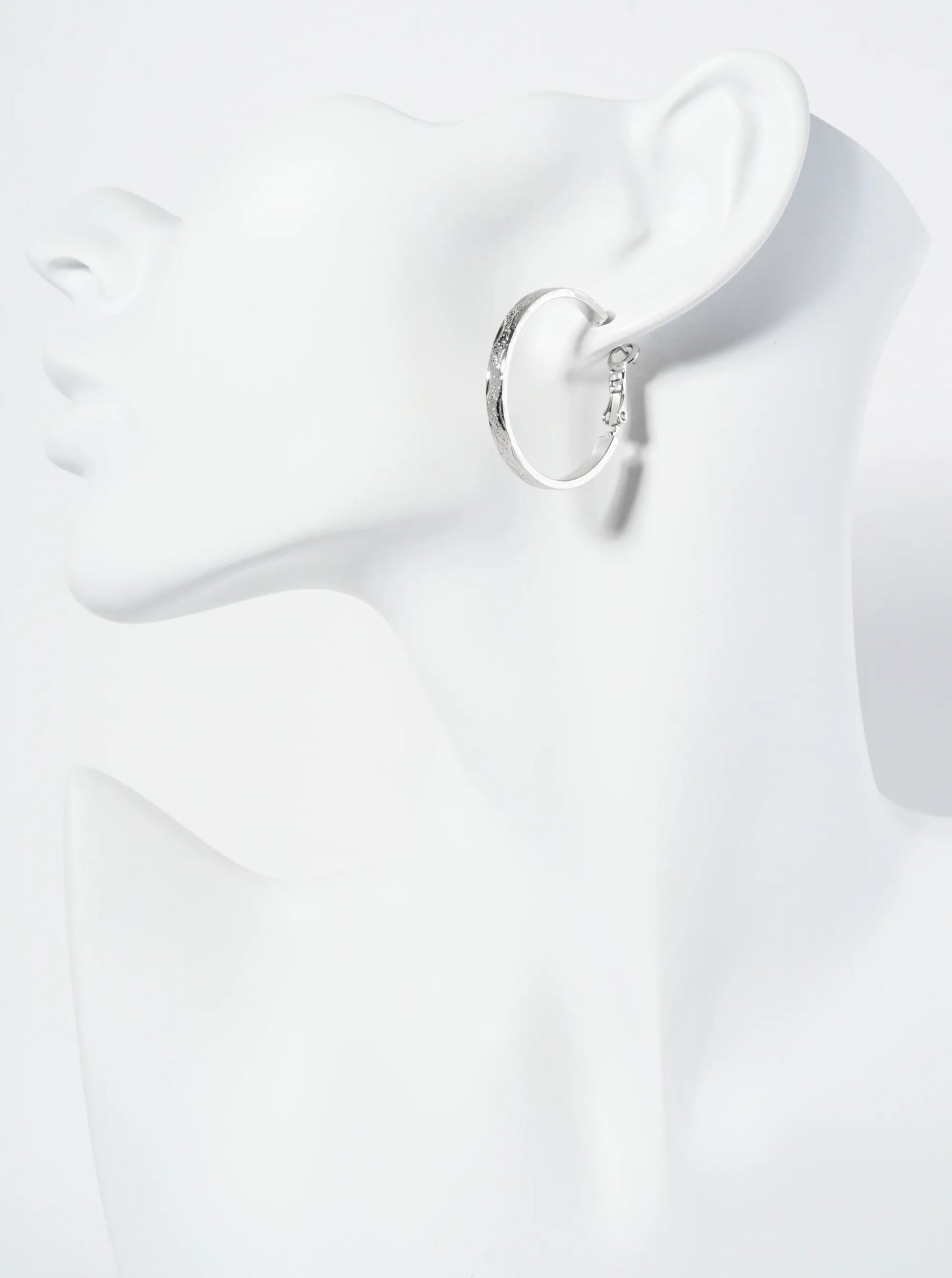 30mm Refined 14K-Gold-Dipped Texture Latch-Back Hoop Earrings