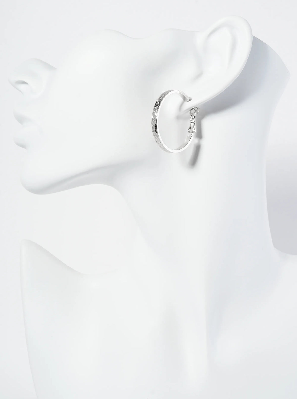 30mm Refined 14K-Gold-Dipped Texture Latch-Back Hoop Earrings