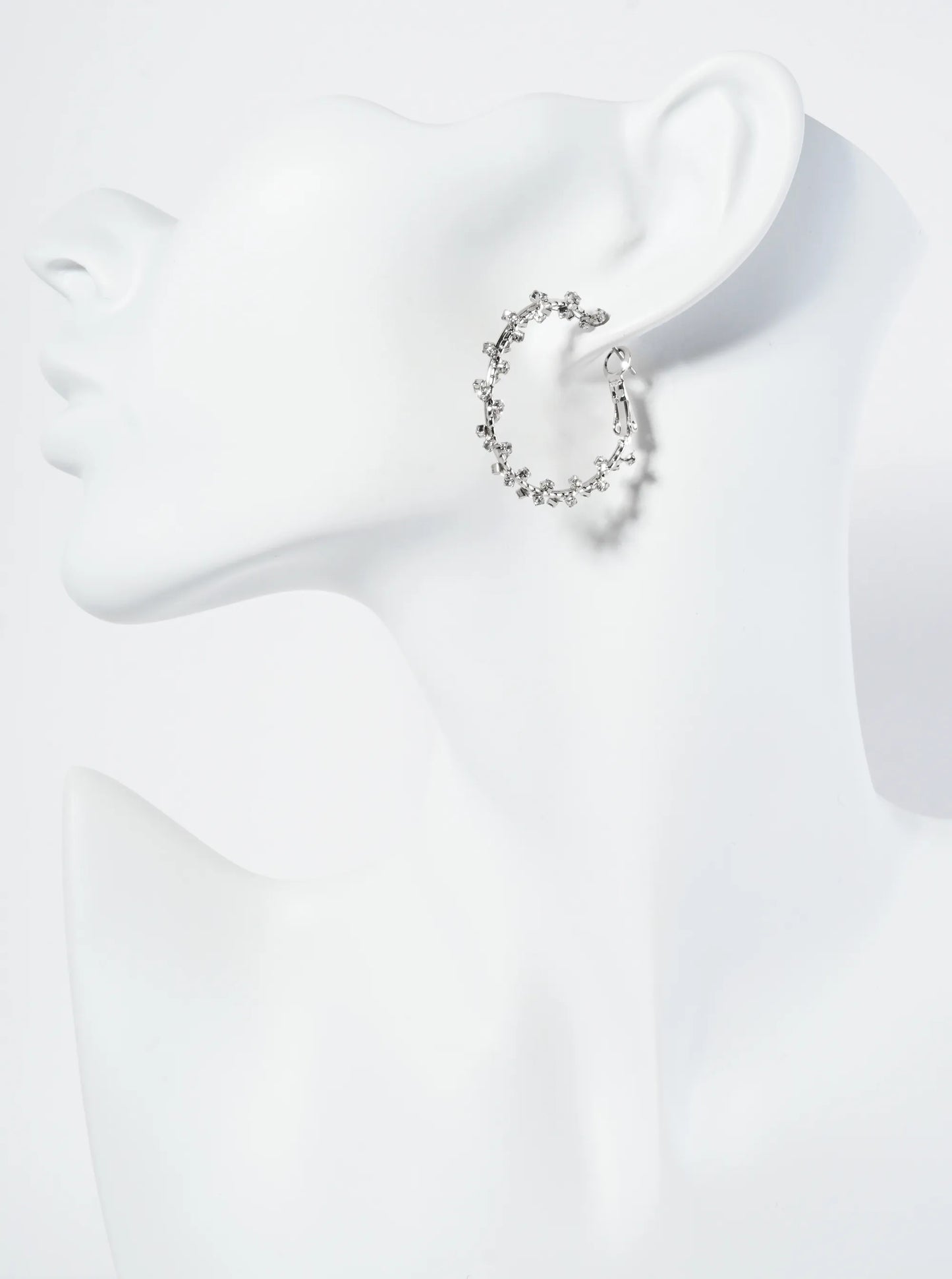 30mm Rhinestone-Wrapped 14K-Gold-Dipped Latch-Back Hoop Earrings