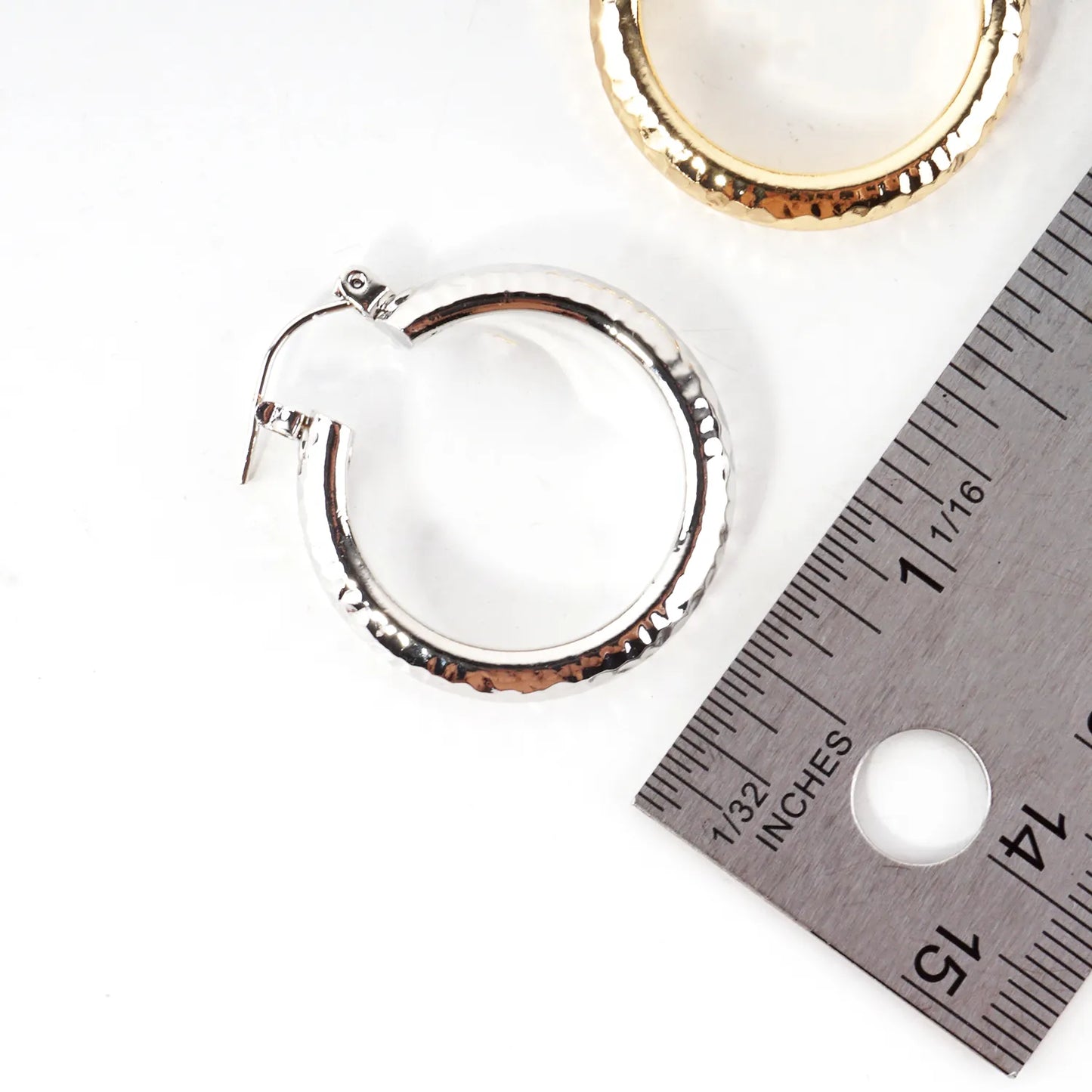 30mm Shiny Hammered Aluminum Hoop Earrings