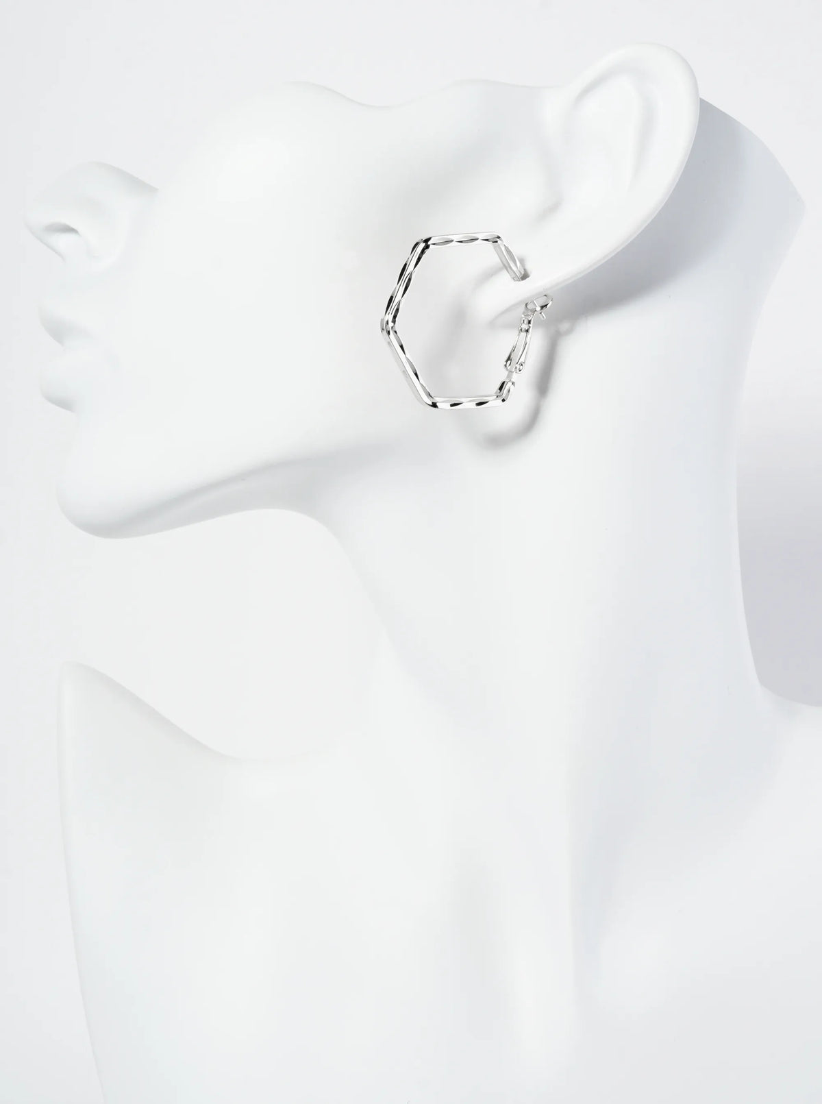 30mm Textured 14K-Gold-Dipped Hexagon Latch Back Hoop Earrings