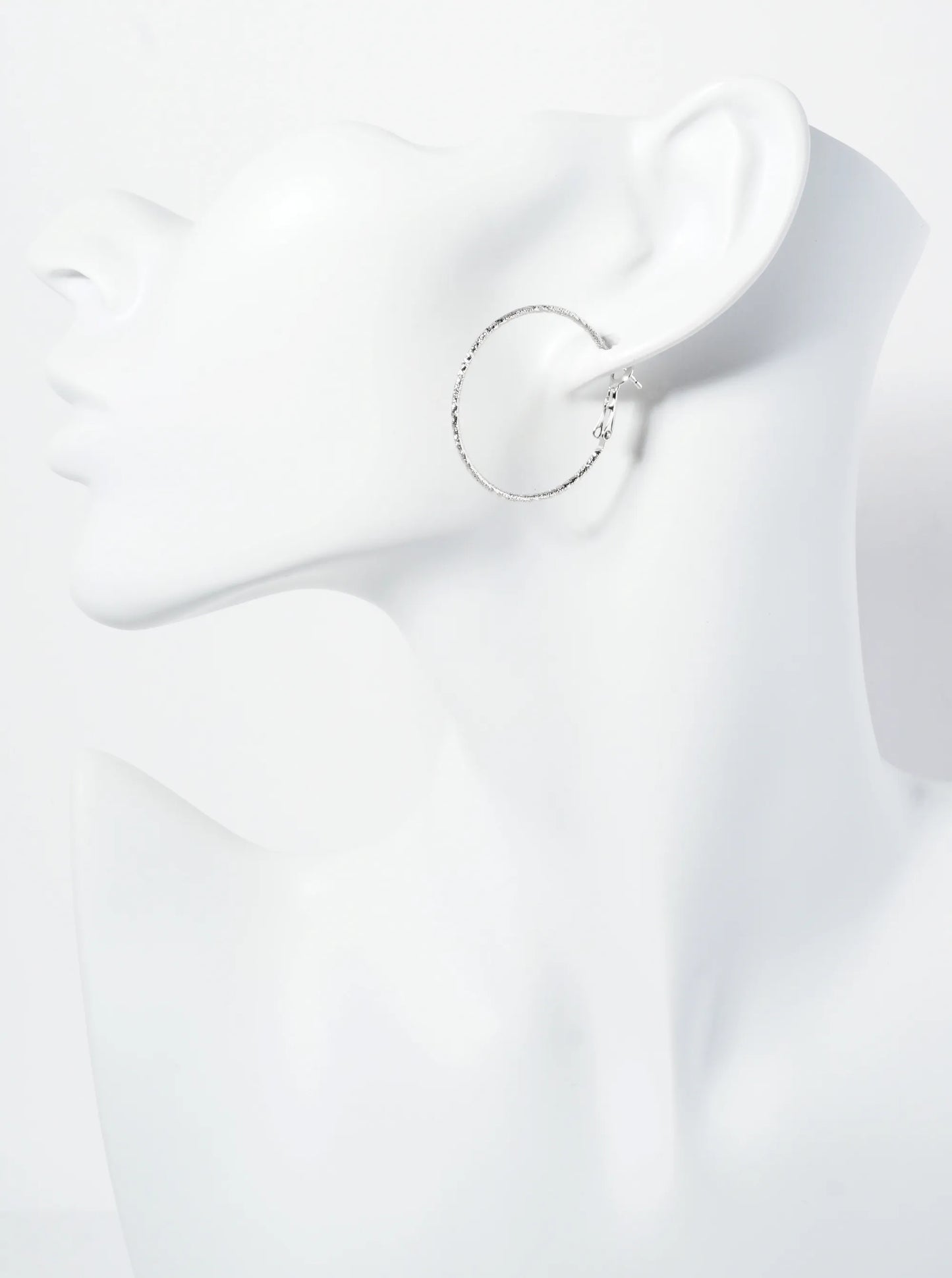 30mm Textured 14K-Gold-Dipped Lightweight Latch-Back Hoop Earrings