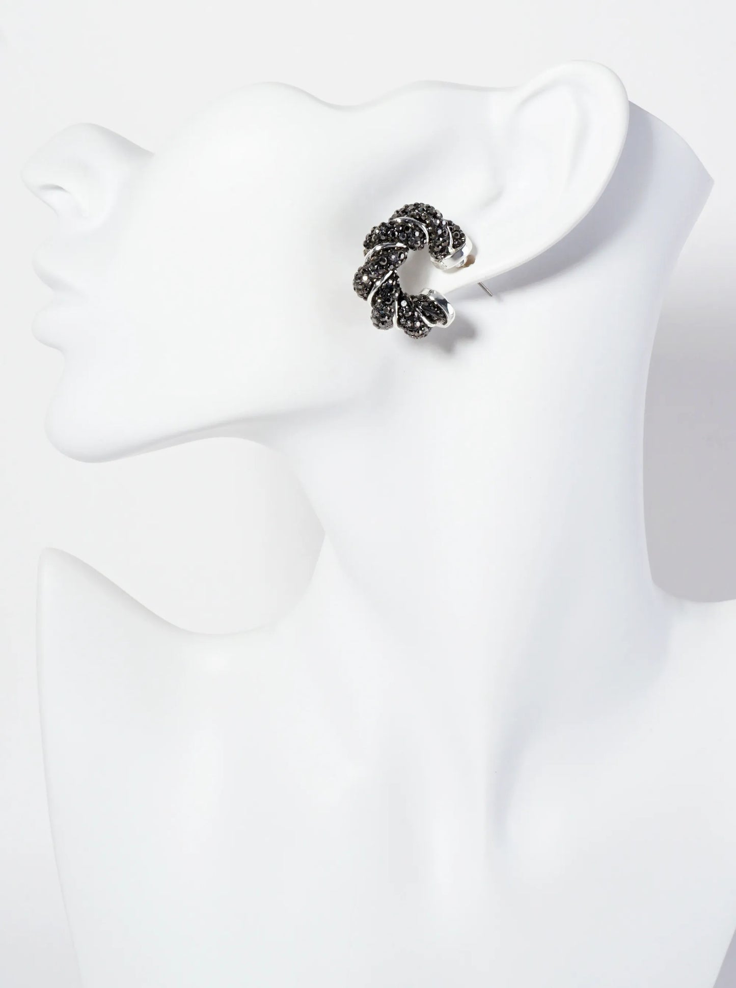 30mm Twist Open Hoop Earrings Embellished With Sparkling Crystal-Pave