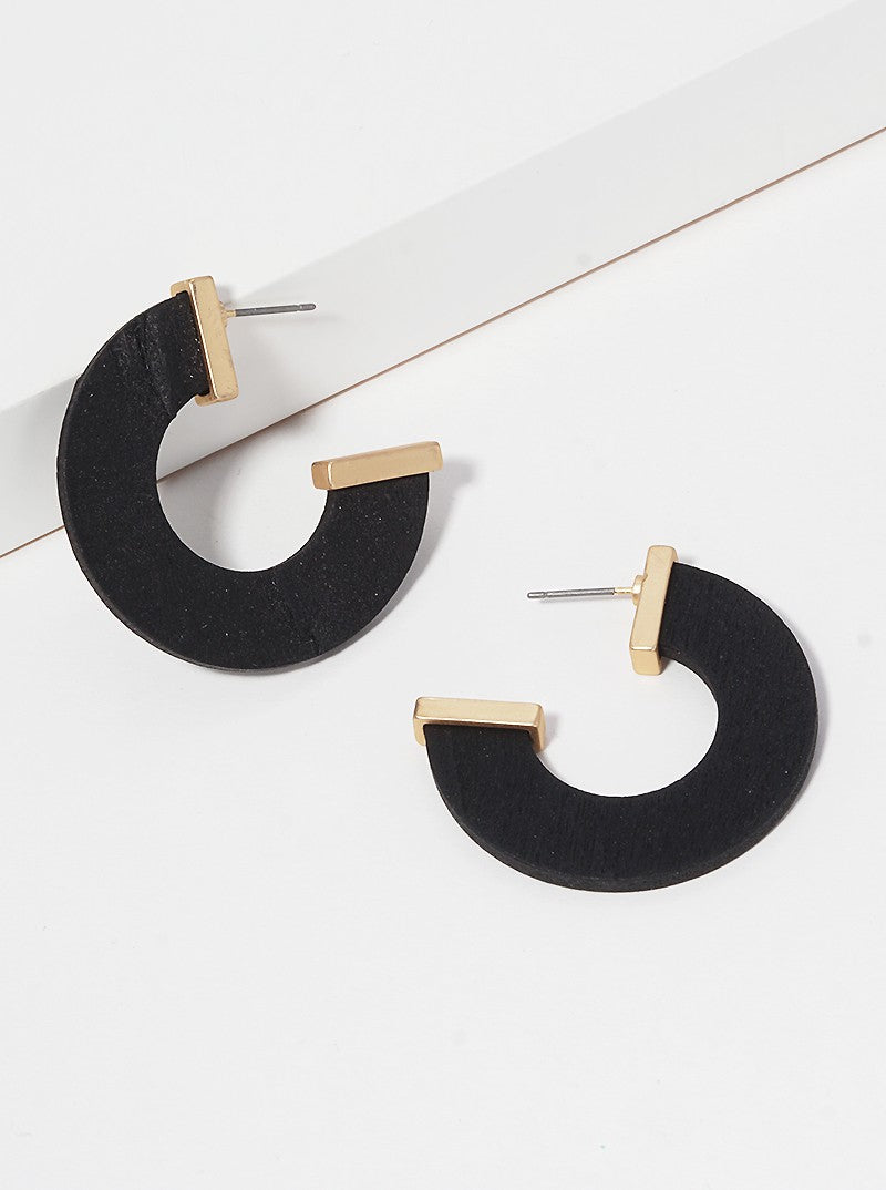 30mm Wood Flat Hoop Earrings