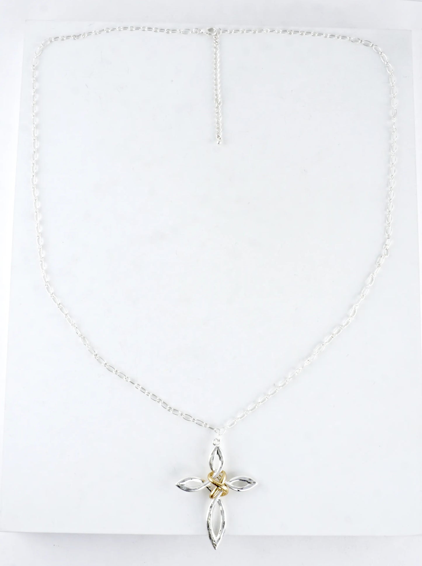 33in Two-Tone Infinity Knot Cross Pendant Necklace