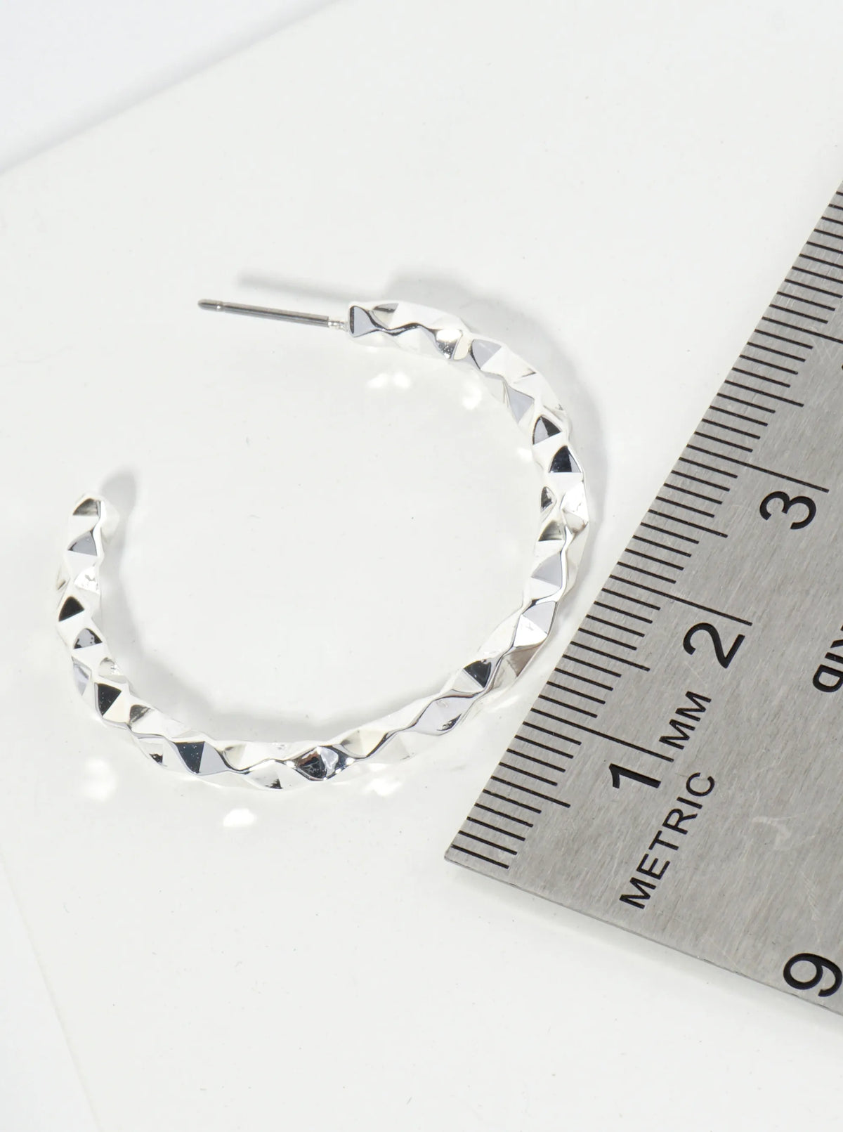 35mm Geometric Texture Open Hoop Earrings
