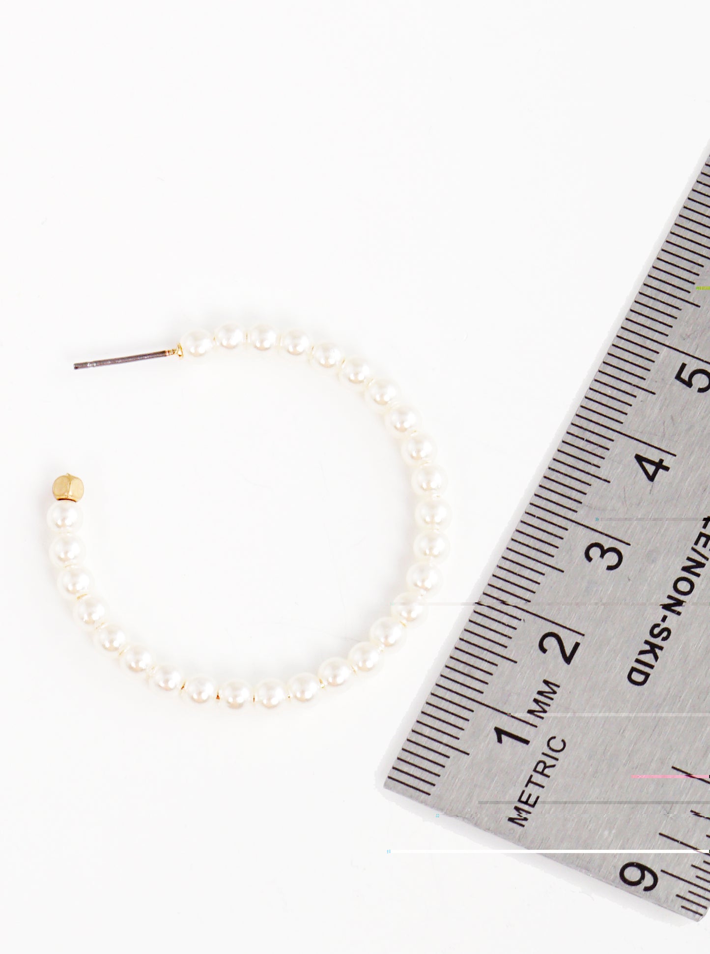 35mm Pearl Steel Wire Hoop Earrings