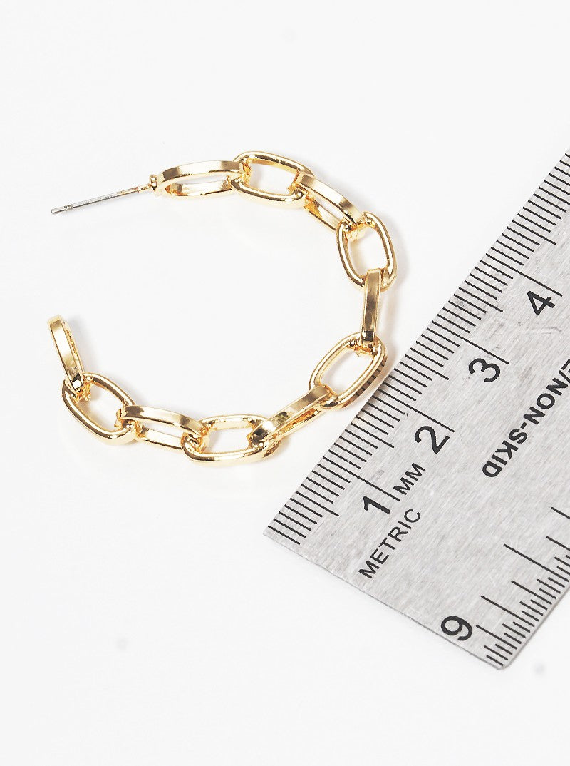 35mm Steel Chain Hoop Earrings