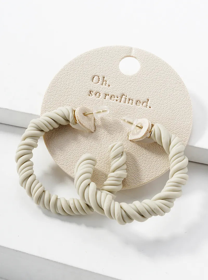 35mm Braided Clay Open Hoop Earrings