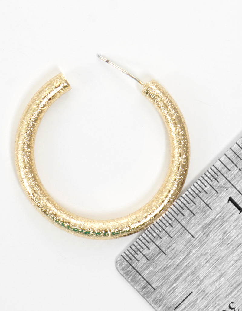 35mm Hollow Tube Sterling Silver Post Hoop Earrings