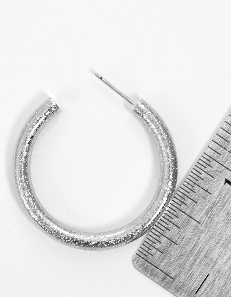 35mm Sterling Silver Post Hoop Earrings