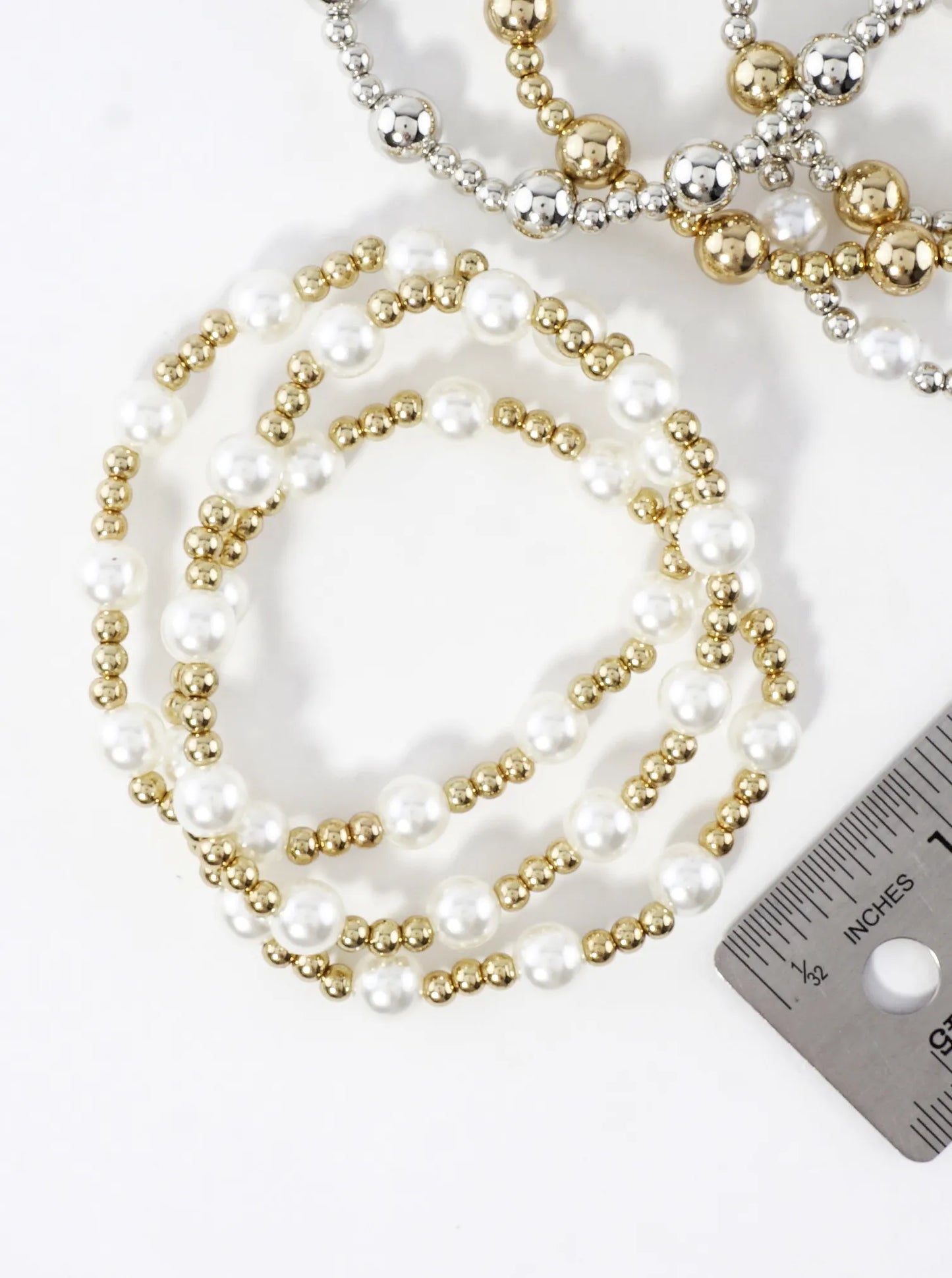 3PC-Set Alternating Beads Stretch Bracelets
