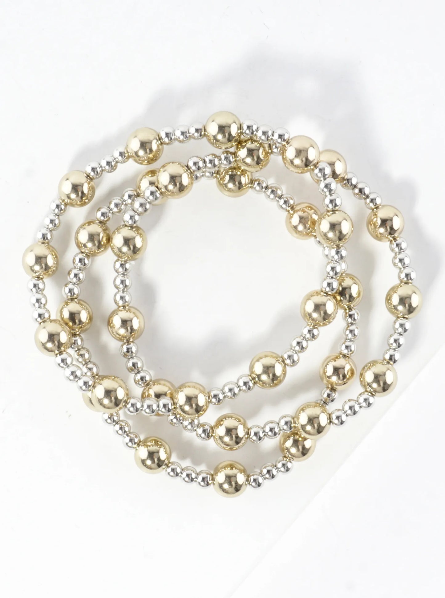 3PC-Set Alternating Beads Stretch Bracelets