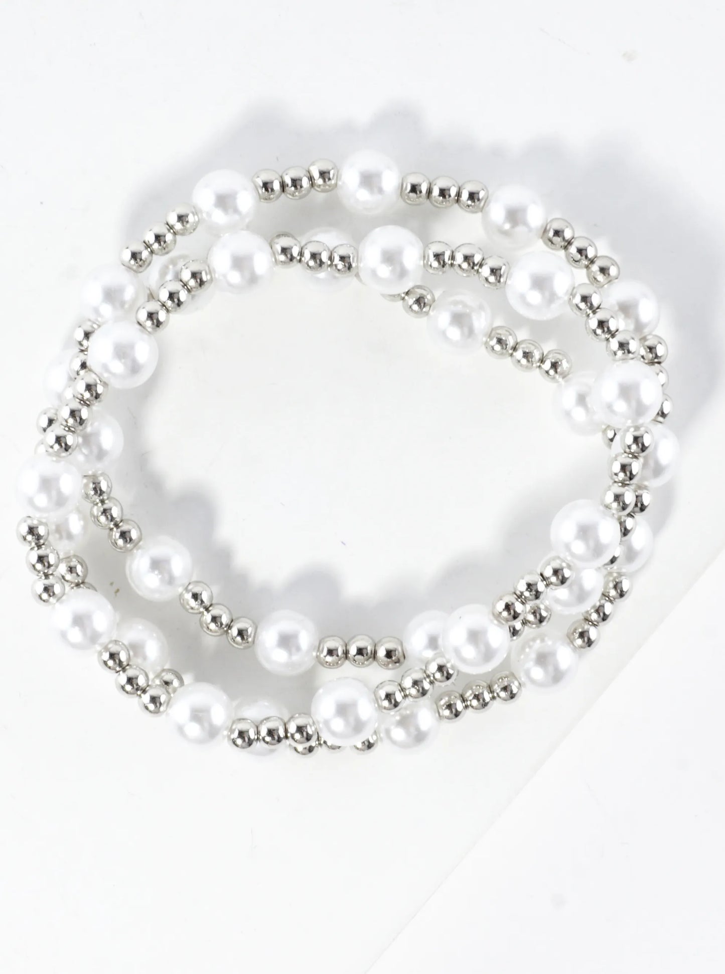 3PC-Set Alternating Beads Stretch Bracelets