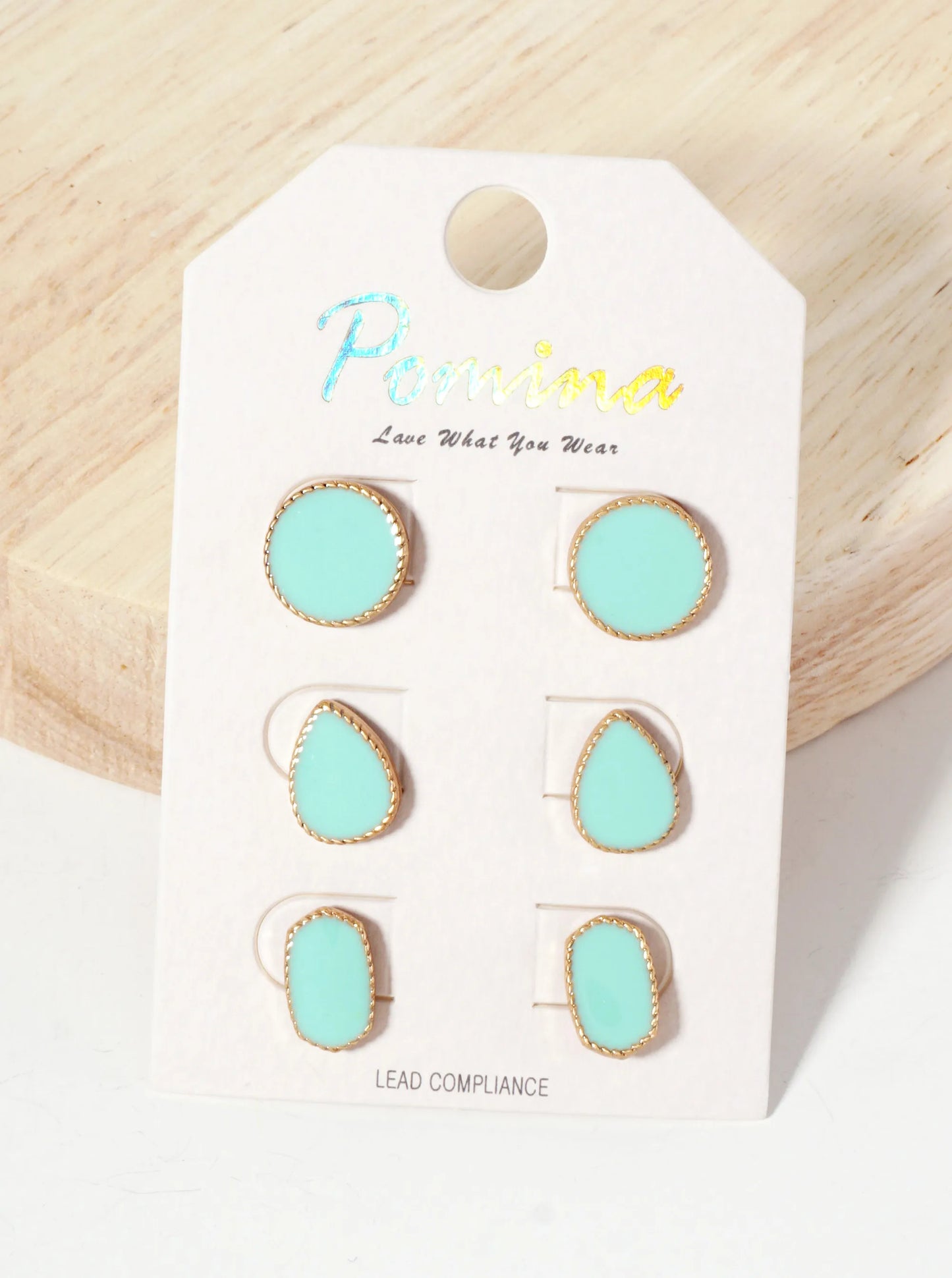 3PC-Set Geometric-Shaped Enamel Stud Earrings