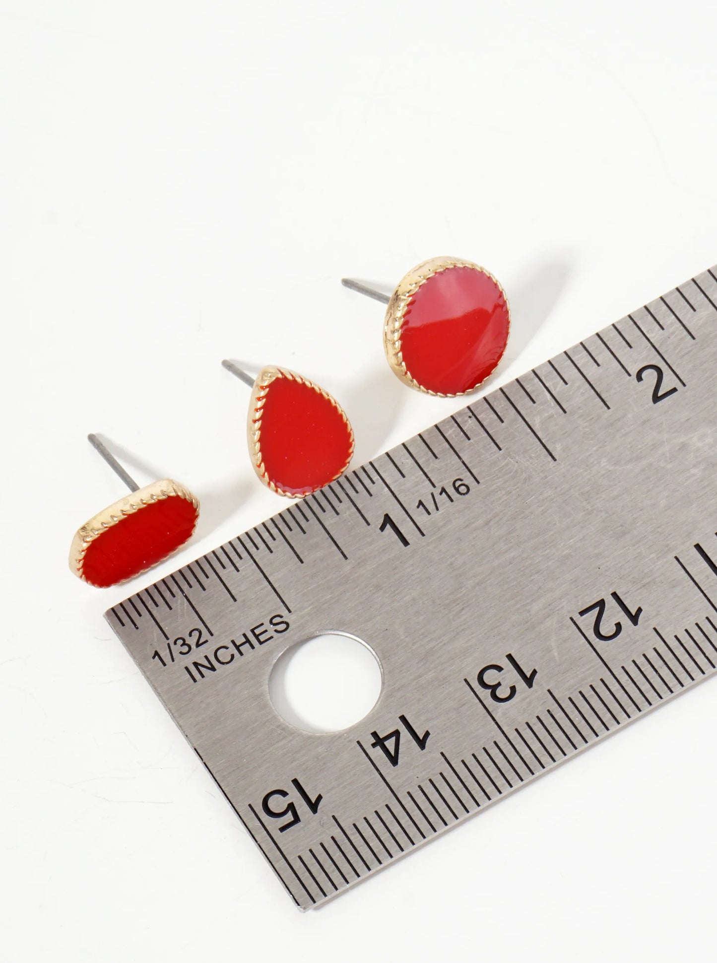 3PC-Set Geometric-Shaped Enamel Stud Earrings