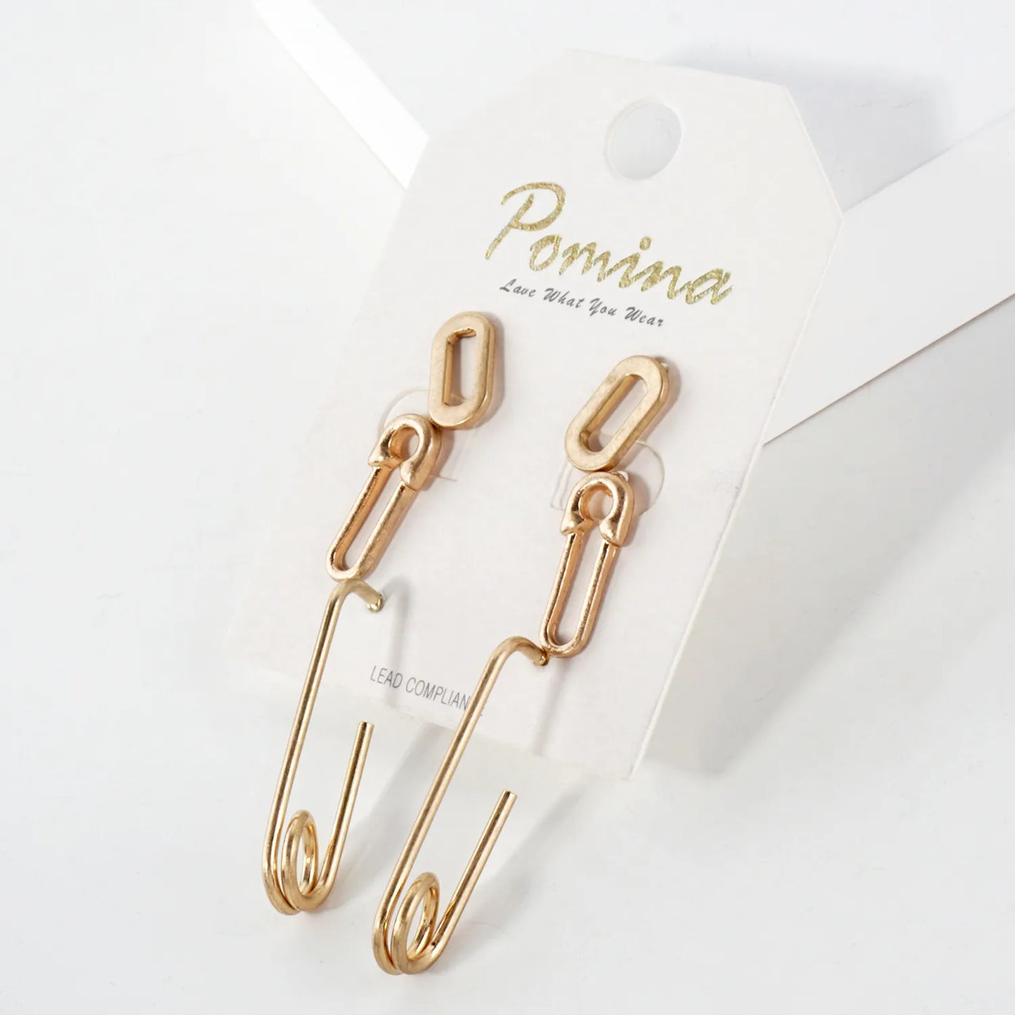 3PC-Set Metal Paper-Clip Stud Earrings