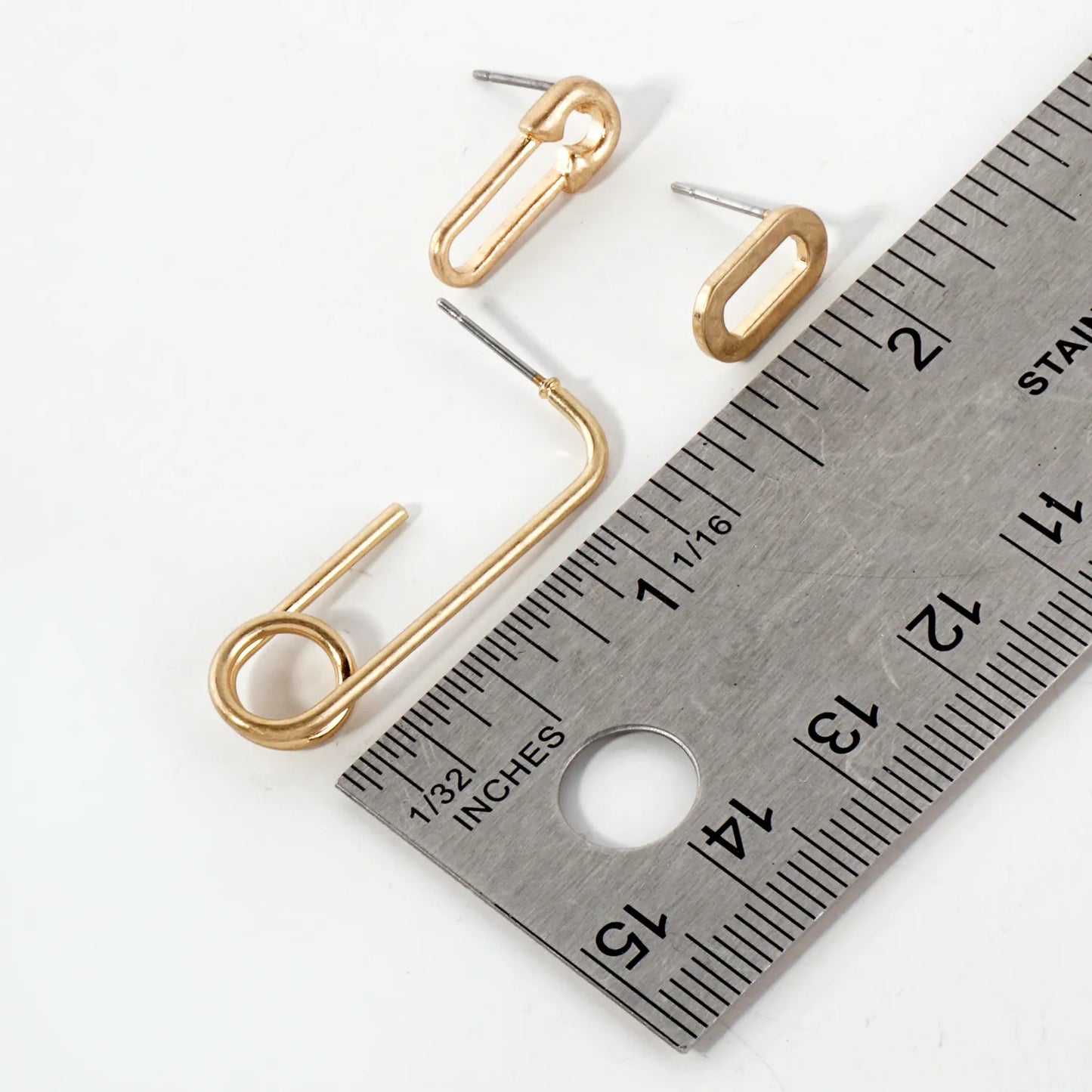 3PC-Set Metal Paper-Clip Stud Earrings