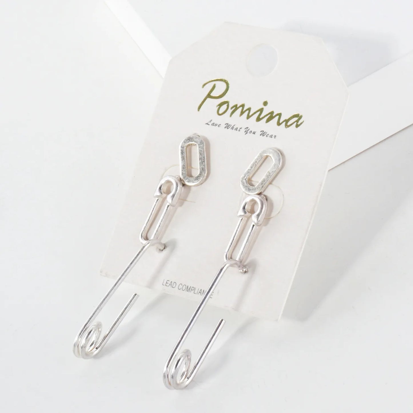 3PC-Set Metal Paper-Clip Stud Earrings