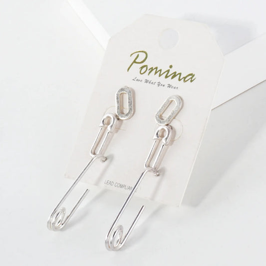 3PC-Set Metal Paper-Clip Stud Earrings
