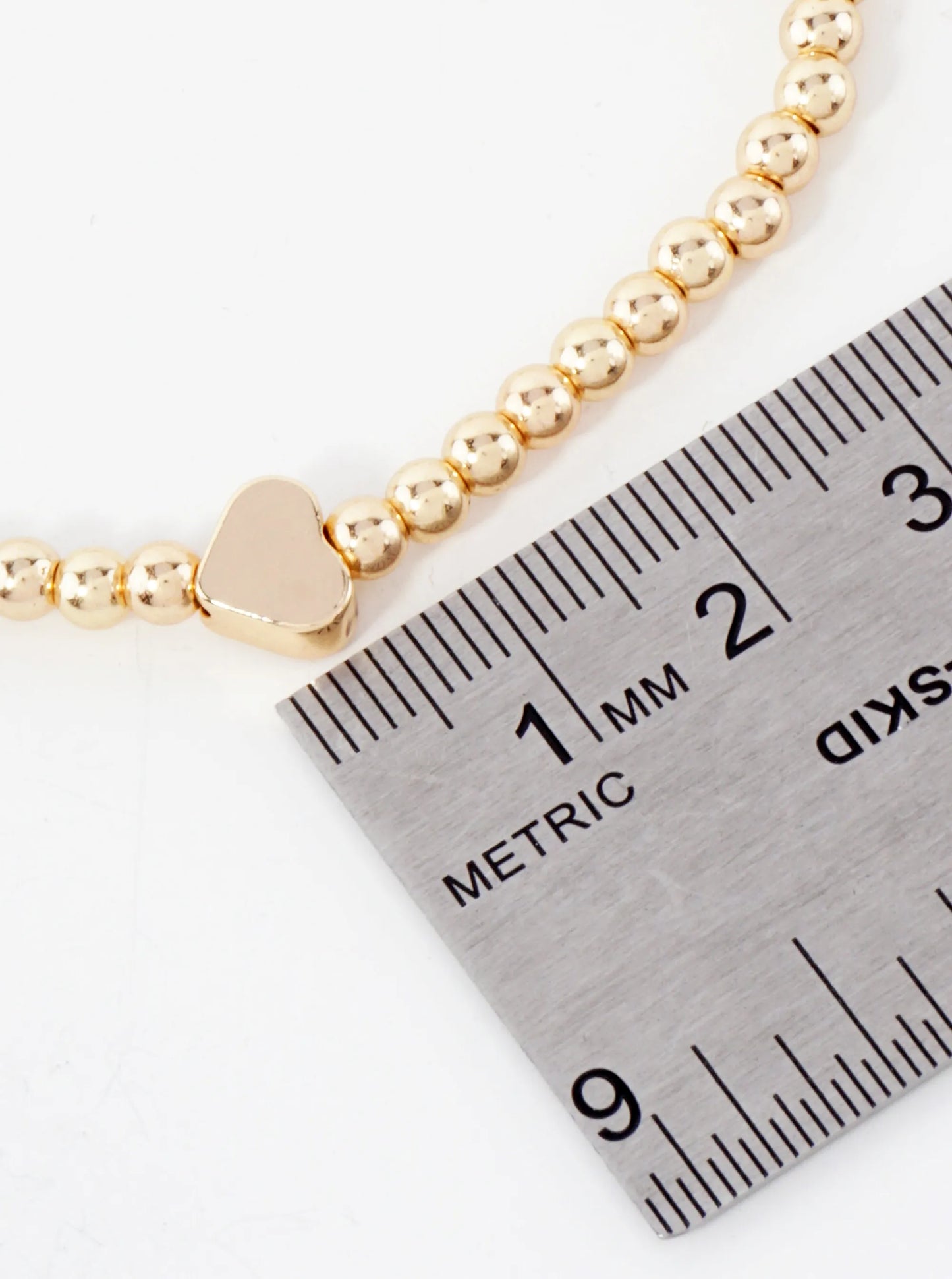 3PC-Set Metallic Beads Hearts Stackable Stretch Bracelets