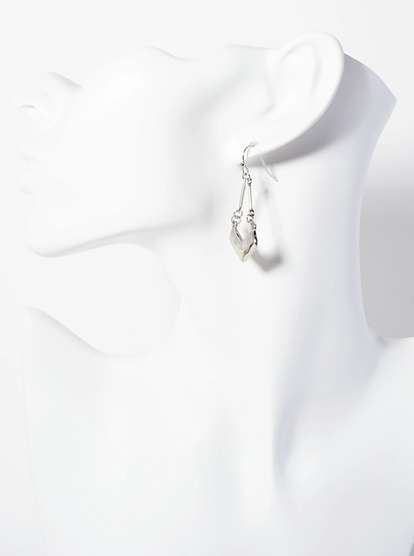 3PC-Set Polished Metal Chevron Dangle Hoop Earrings