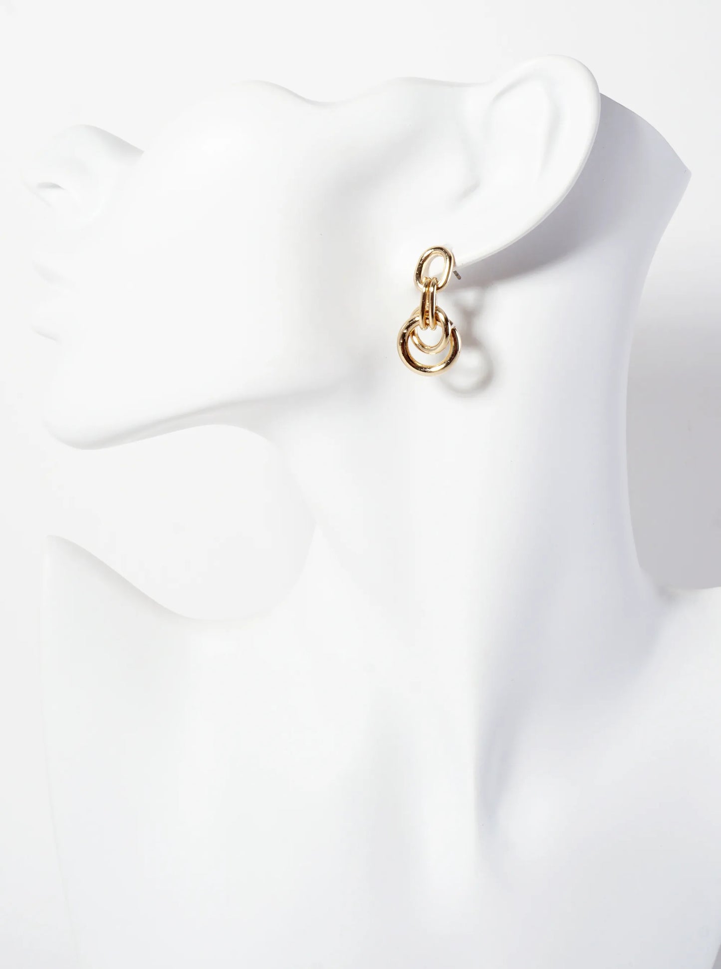 3PC-Set Polished Metal Doorknocker Dangle Stud Earrings