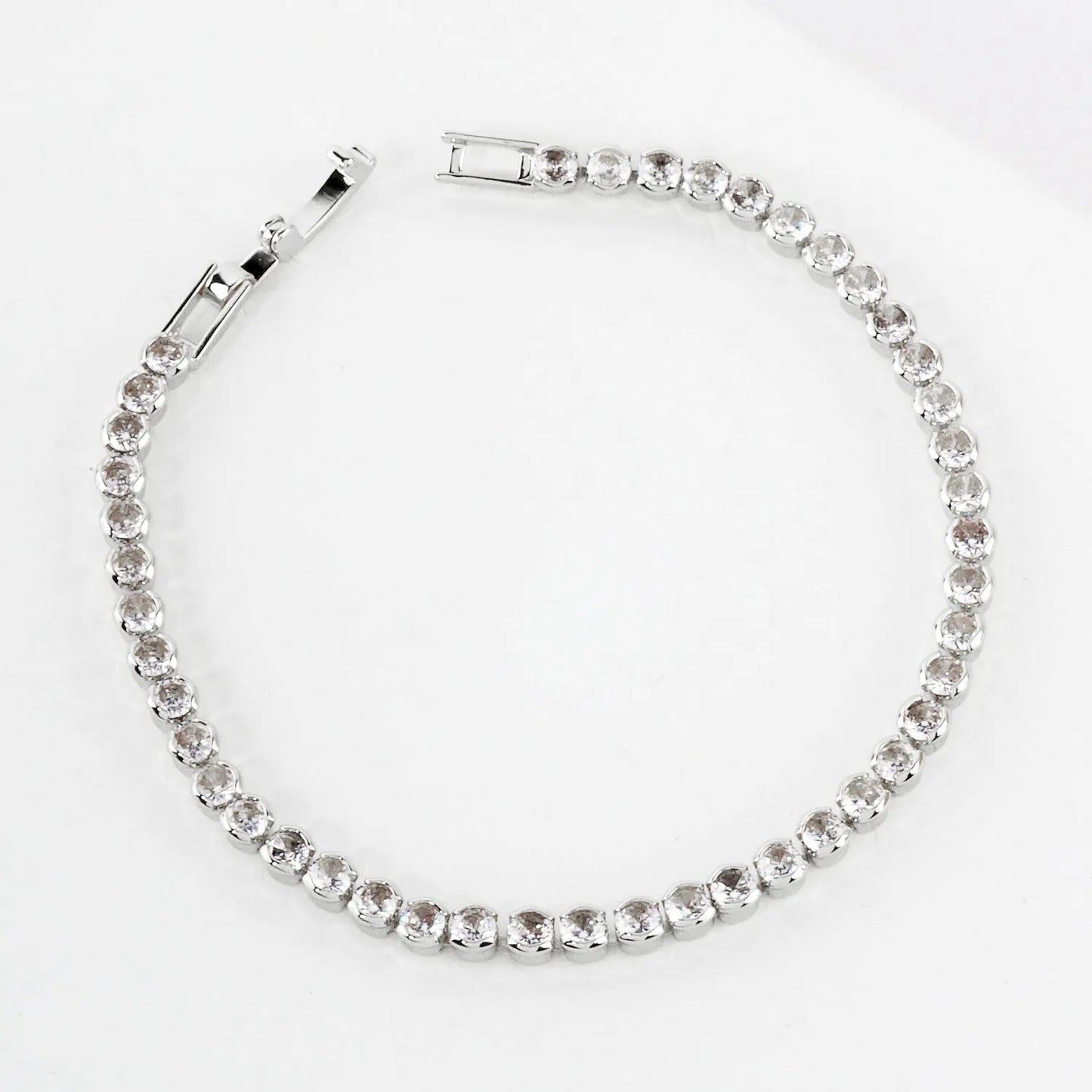 3mm Bezel-Set Cubic-Zirconia 7-Inch Brass Tennis Bracelet