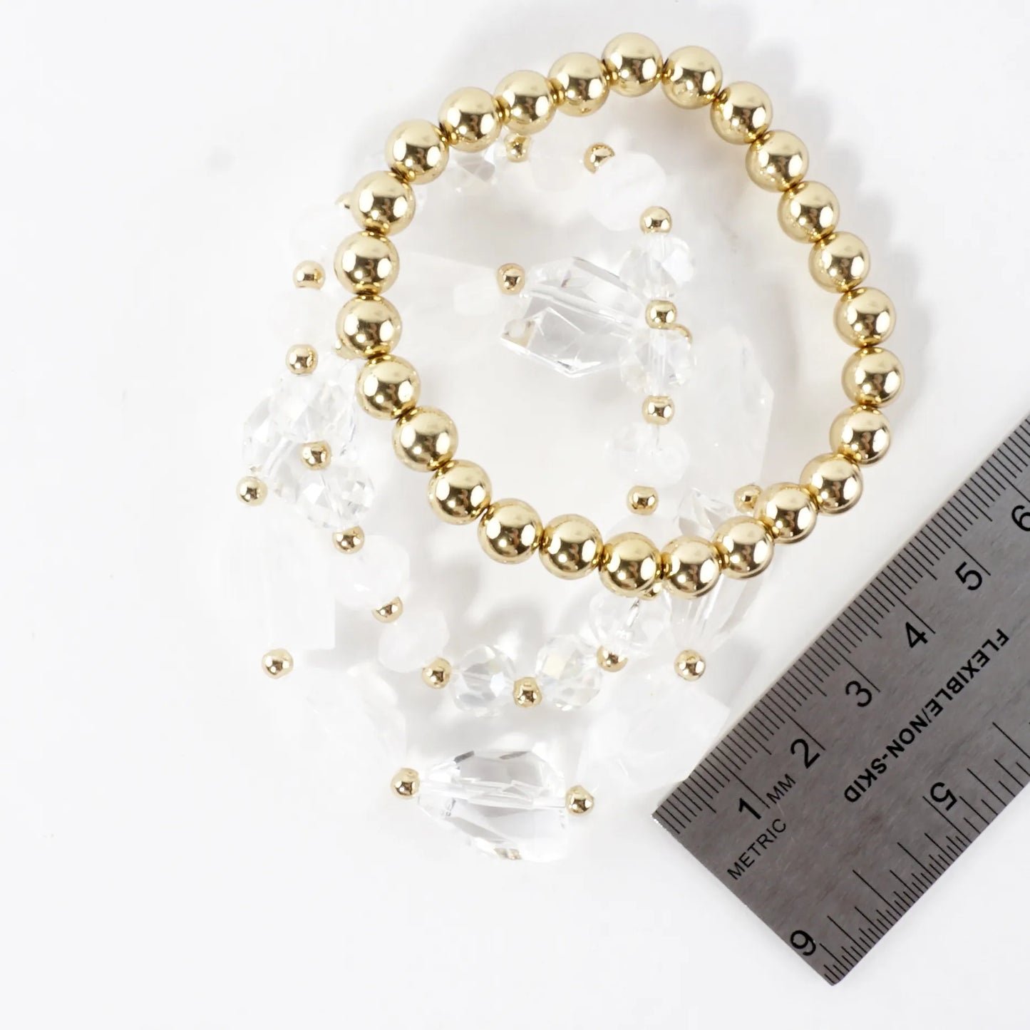 3pc Set Faceted Glass Beads Stretch Bracelet