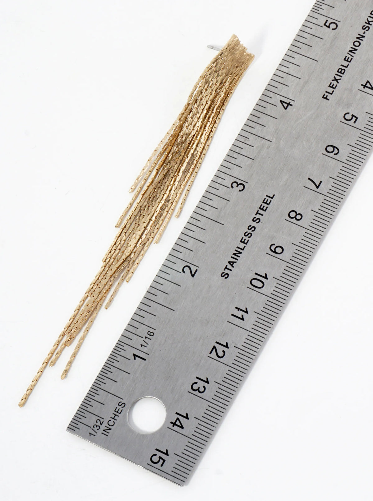 4-Inch Brass Chain Tassel Fringe Drop Vintage Statement Earrings