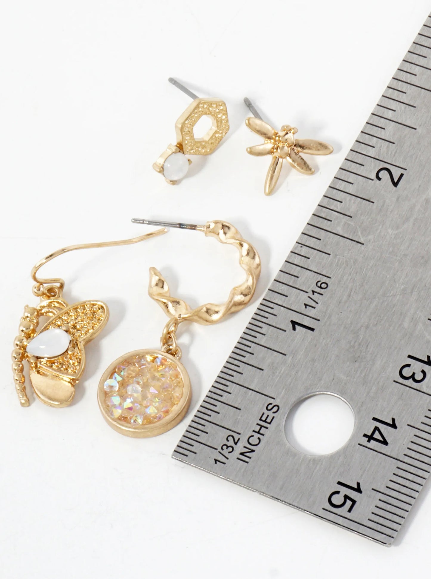 4-PC Dragonfly Butterfly Stud Dangle Earrings Set